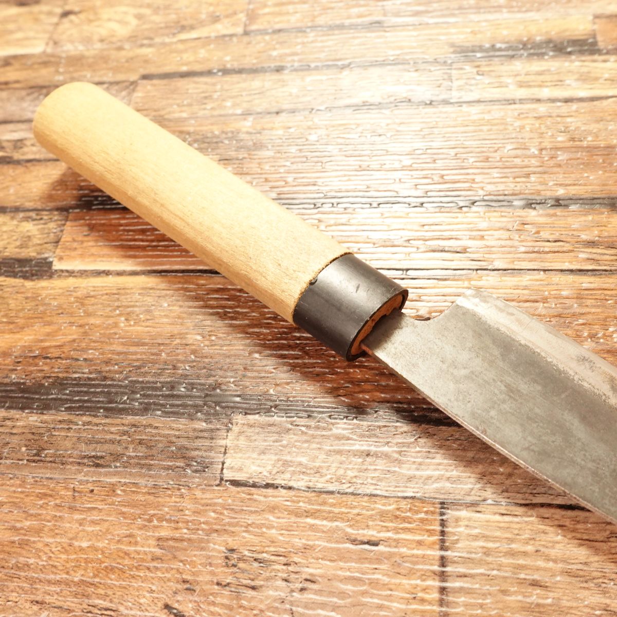 Kuro-Uchi Aji-Kiri Knife, Sharpened, Small Deba Knife, Double Bevel, Hagane, Thin Blade, 100mm