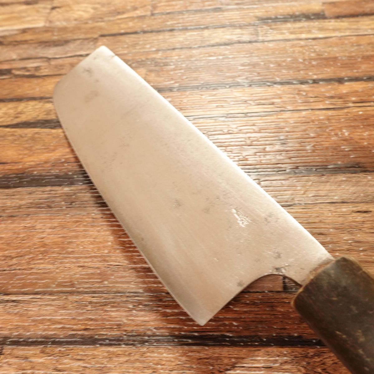 Seki Aozora Nakiri Knife, Sharpened, Water Buffalo Handle, Aogami Steel, Nakiri, Double-Bevel, 160mm