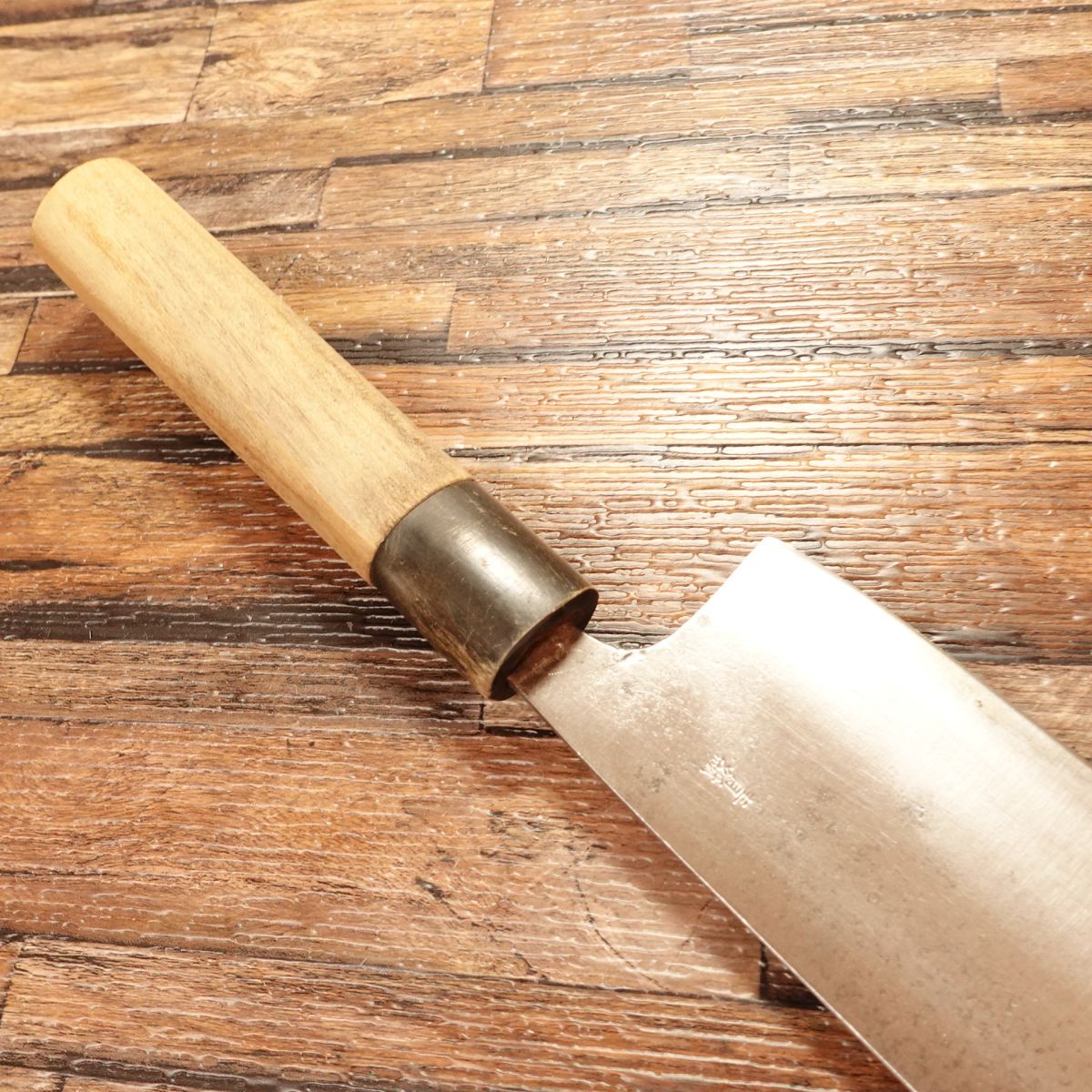 Seki Aozora Nakiri Knife, Sharpened, Water Buffalo Handle, Aogami Steel, Nakiri, Double-Bevel, 160mm