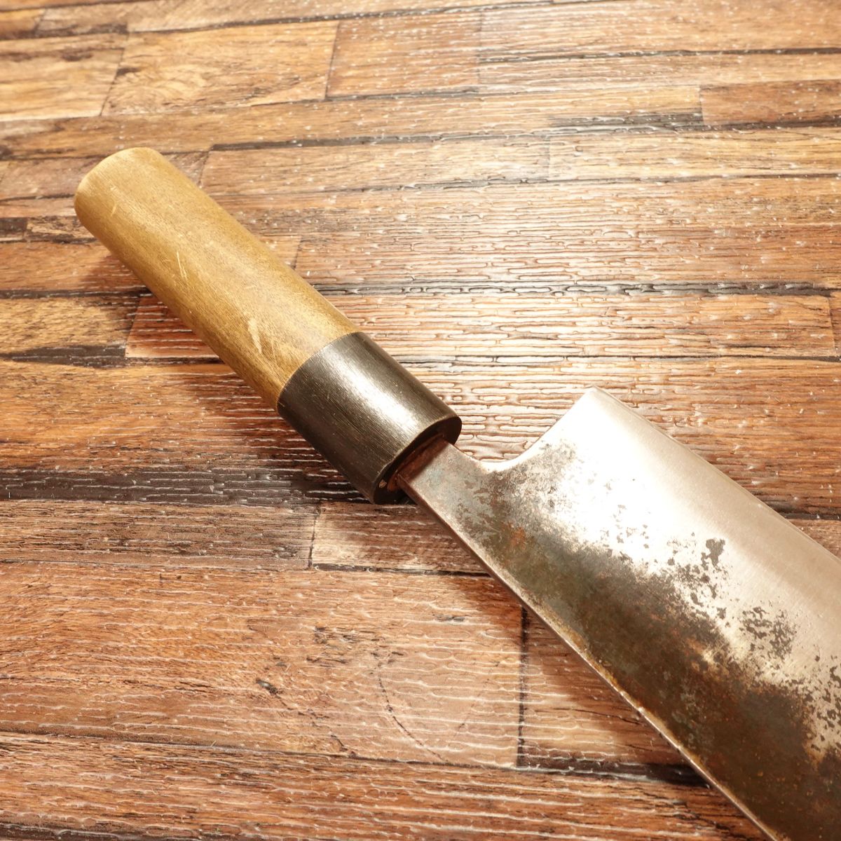 Kiya Nakiri Knife, Sharpened, Black-Forged, Water Buffalo Handle, Hatto, Nakiri, Double-Bevel, 160mm