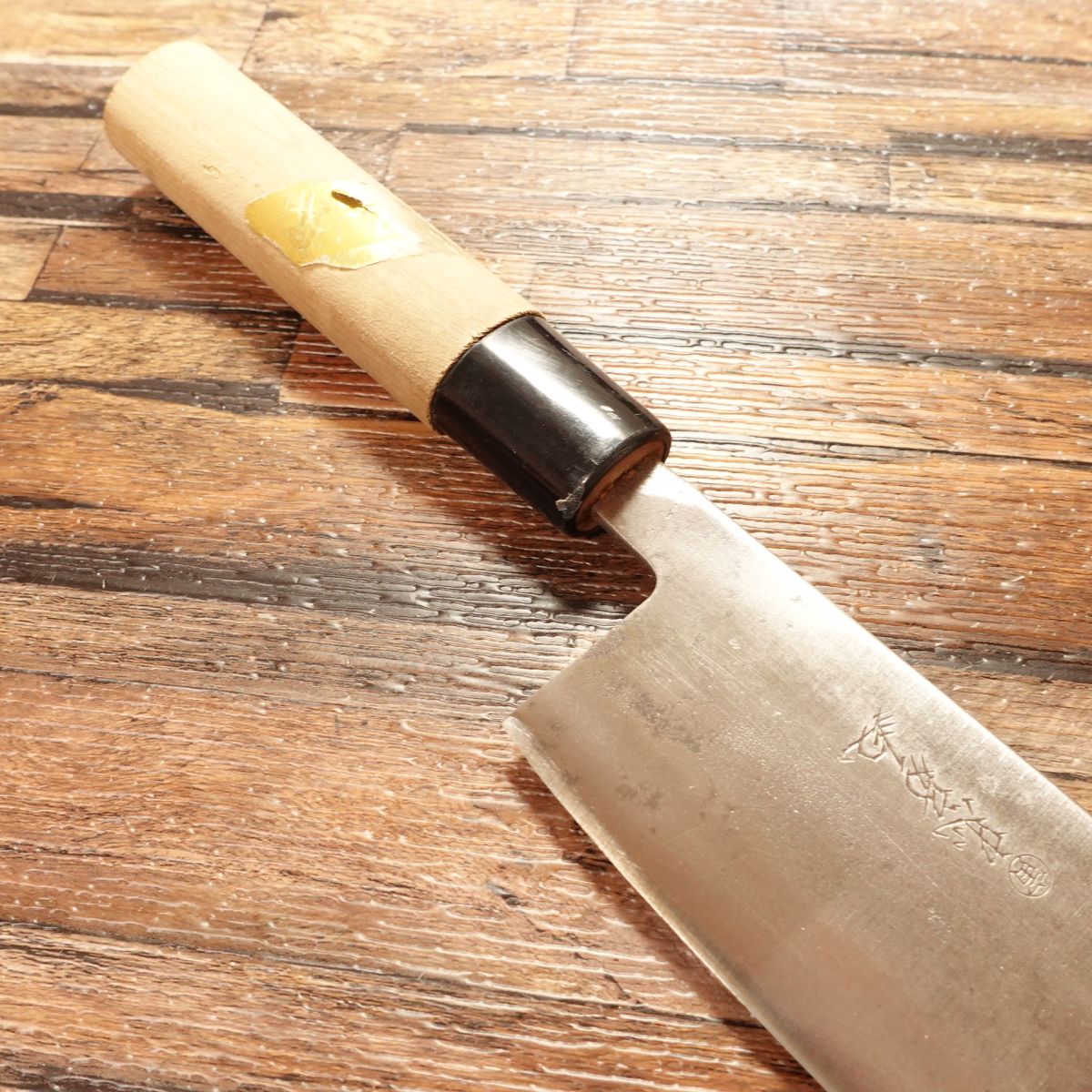 Tadafusa Nakiri Knife, Sharpened, "Tora" Inscribed, With Seal, Nakiri, 160mm
