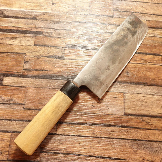Sekimagoroku Nakiri Knife, Sharpened, Ginju, Black-Forged, Nakiri, 165mm