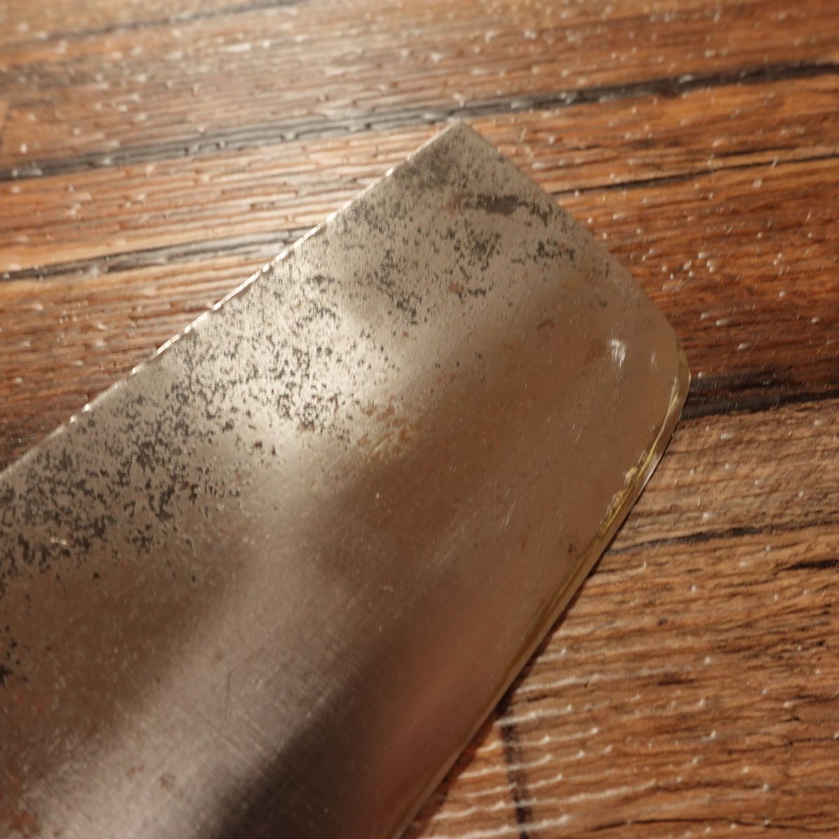 Izutsuki Kiya Nakiri Knife, Sharpened, Water Buffalo Handle, Yasuki Aogami Steel, Black-Forged, Lightly Used, 170mm