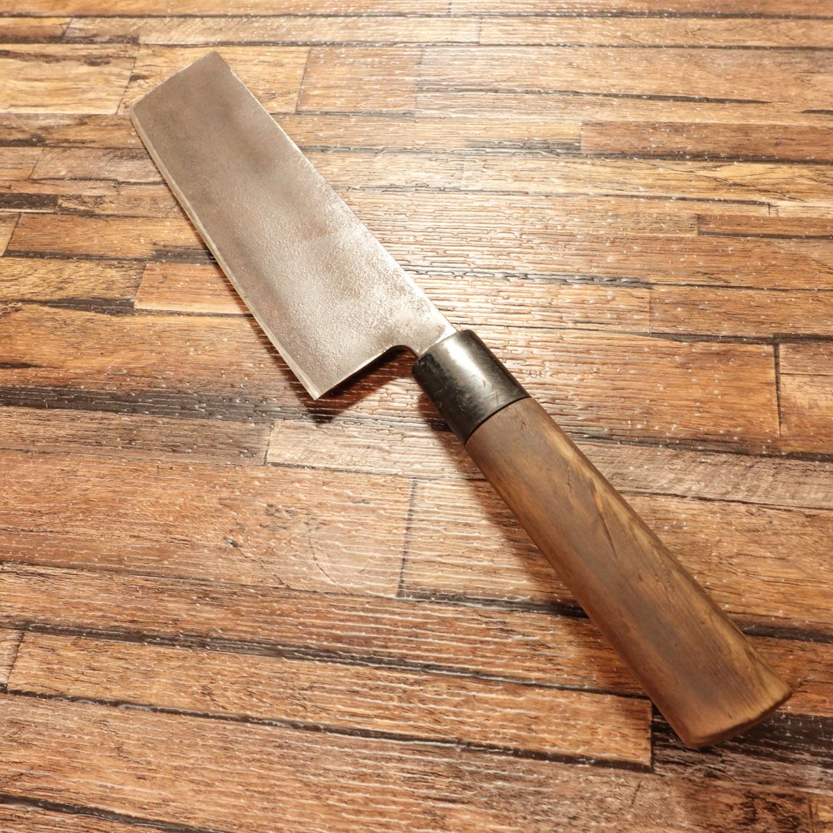 Hirotomo Nakiri Knife, Sharpened, Hagane Steel, Black-Forged with Patina Finish, 165mm