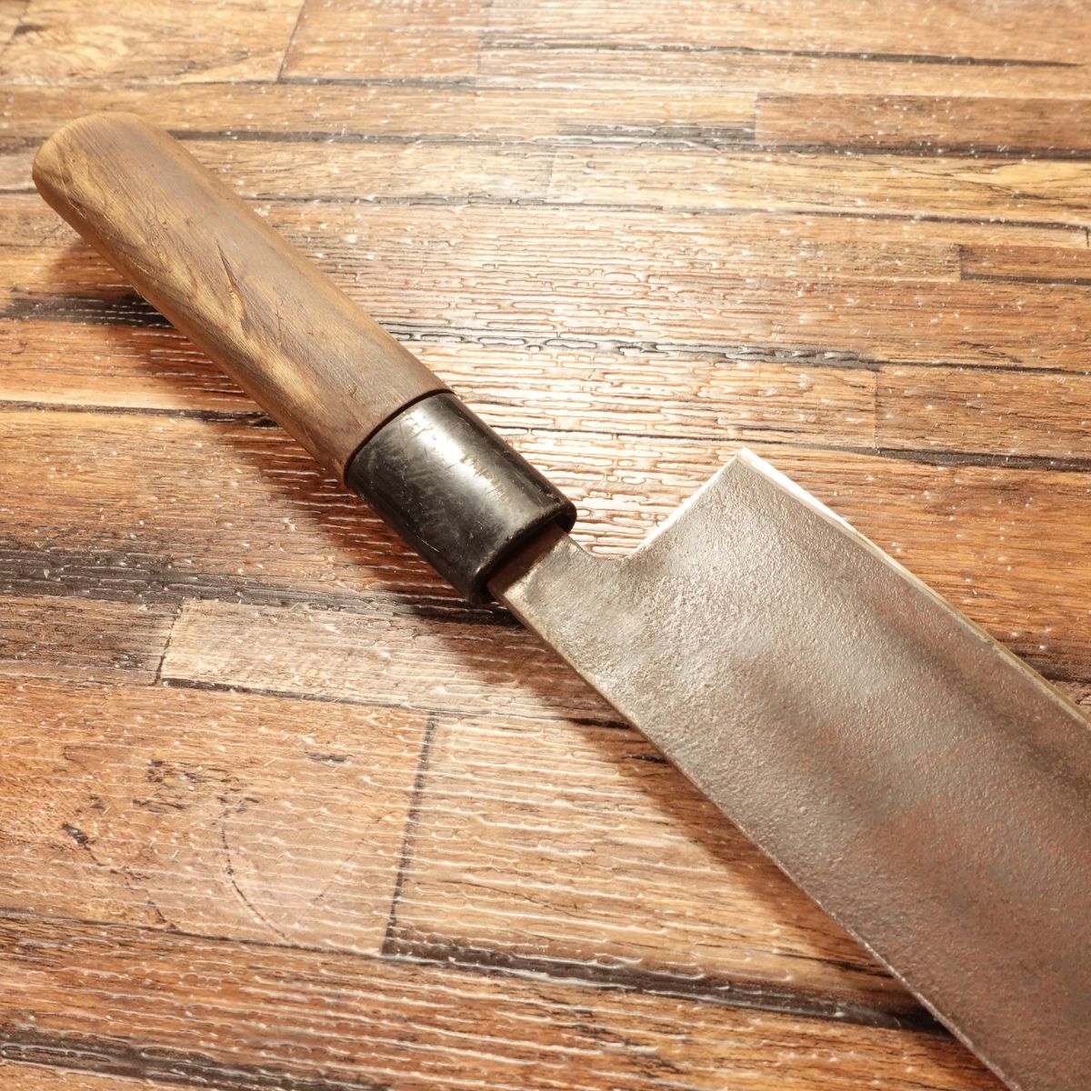 Hirotomo Nakiri Knife, Sharpened, Hagane Steel, Black-Forged with Patina Finish, 165mm