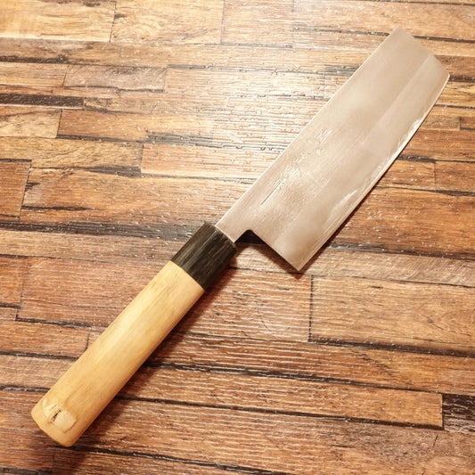 Sadaaki Nakiri Knife, Sharpened, Warikomi Gold Series, Hand-Forged, Wooden Handle, Thin Blade, 160mm