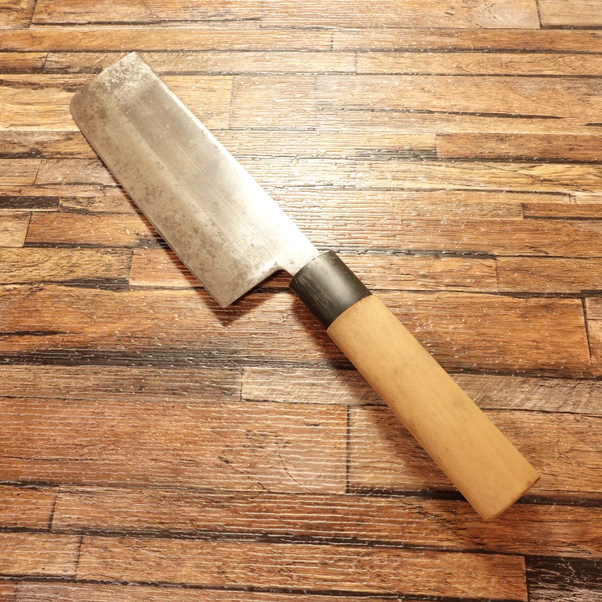 Hanagami Nakiri Knife, Sharpened, Black-Forged, Double Bevel, With Seal, 160mm