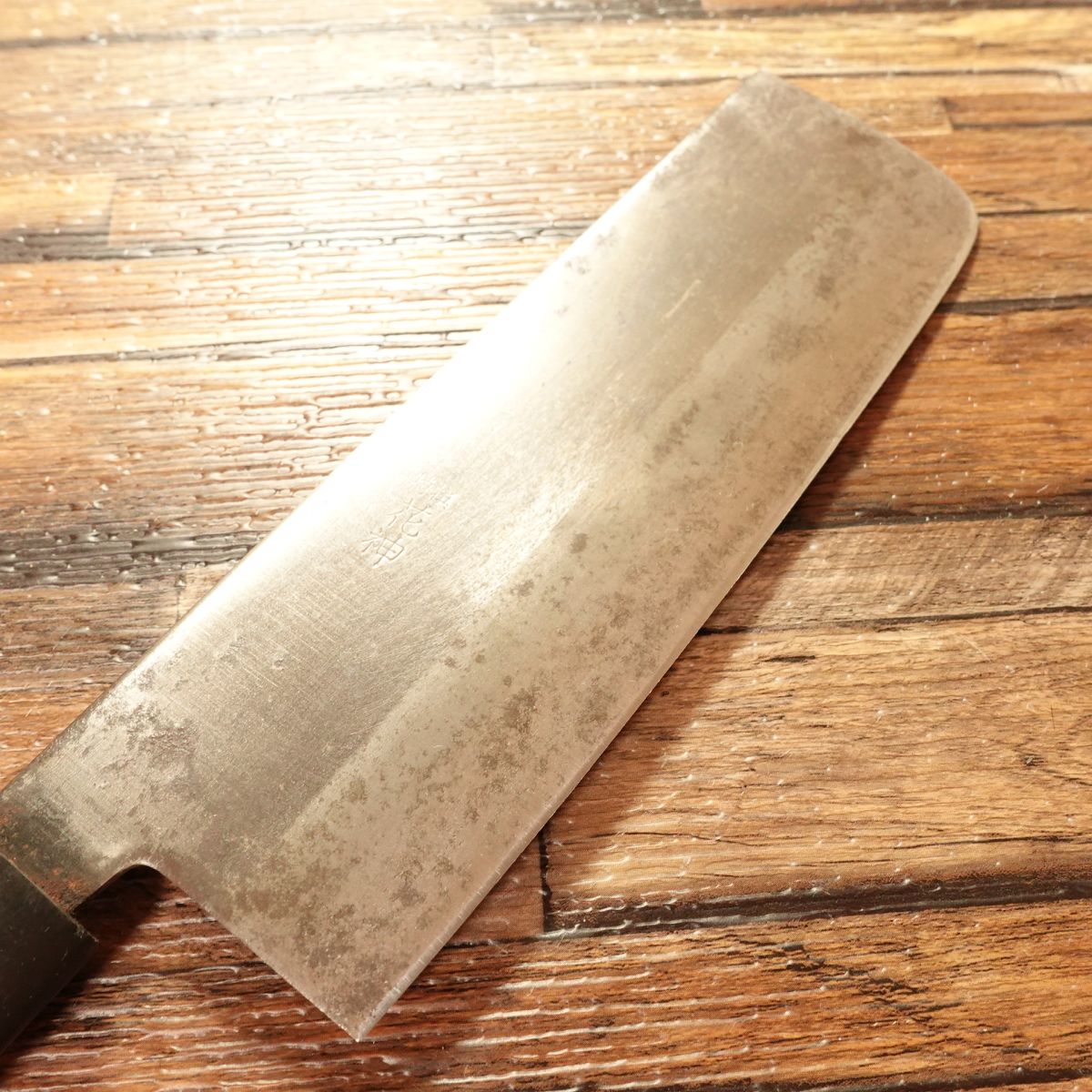 Hanagami Nakiri Knife, Sharpened, Black-Forged, Double Bevel, With Seal, 160mm