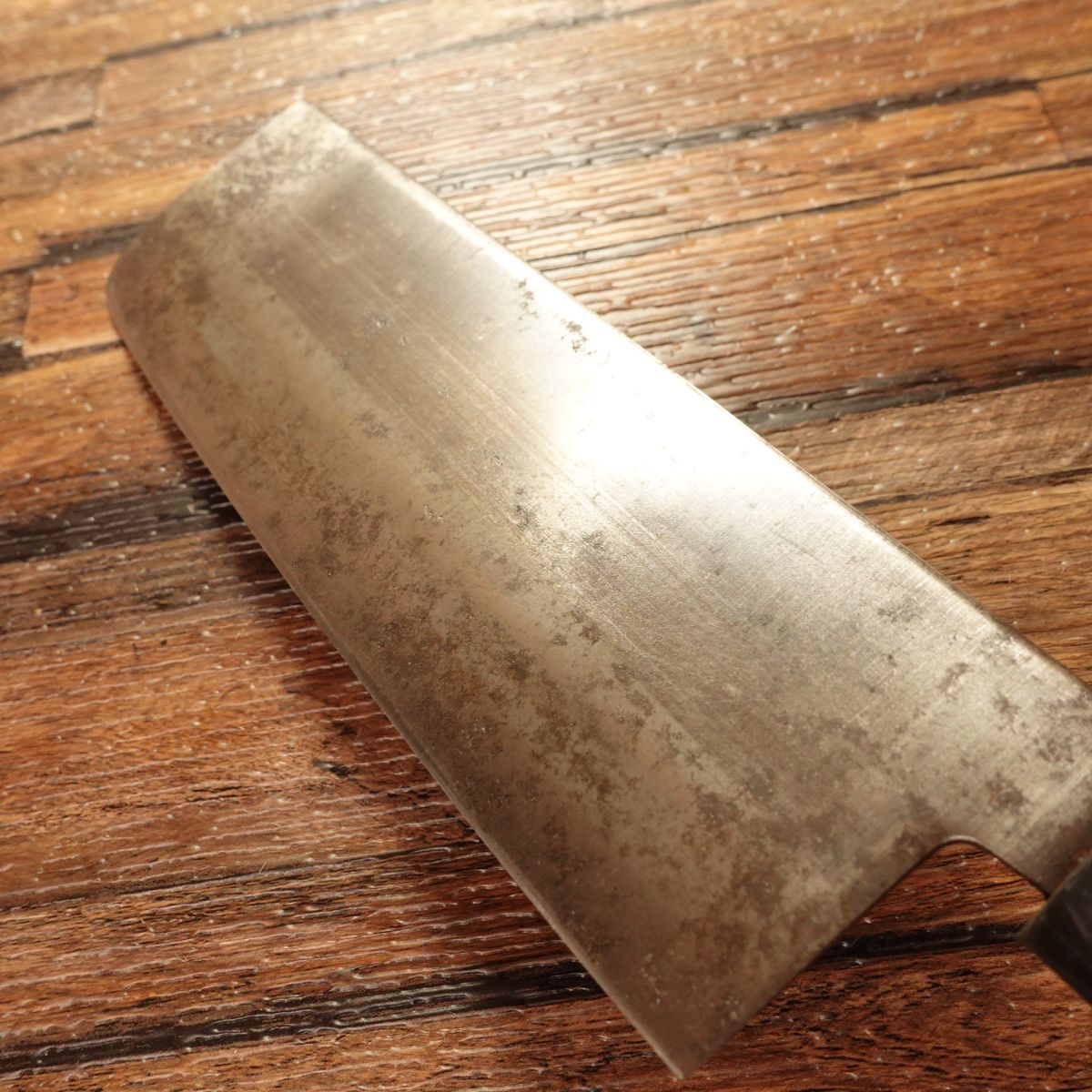 Hanagami Nakiri Knife, Sharpened, Black-Forged, Double Bevel, With Seal, 160mm