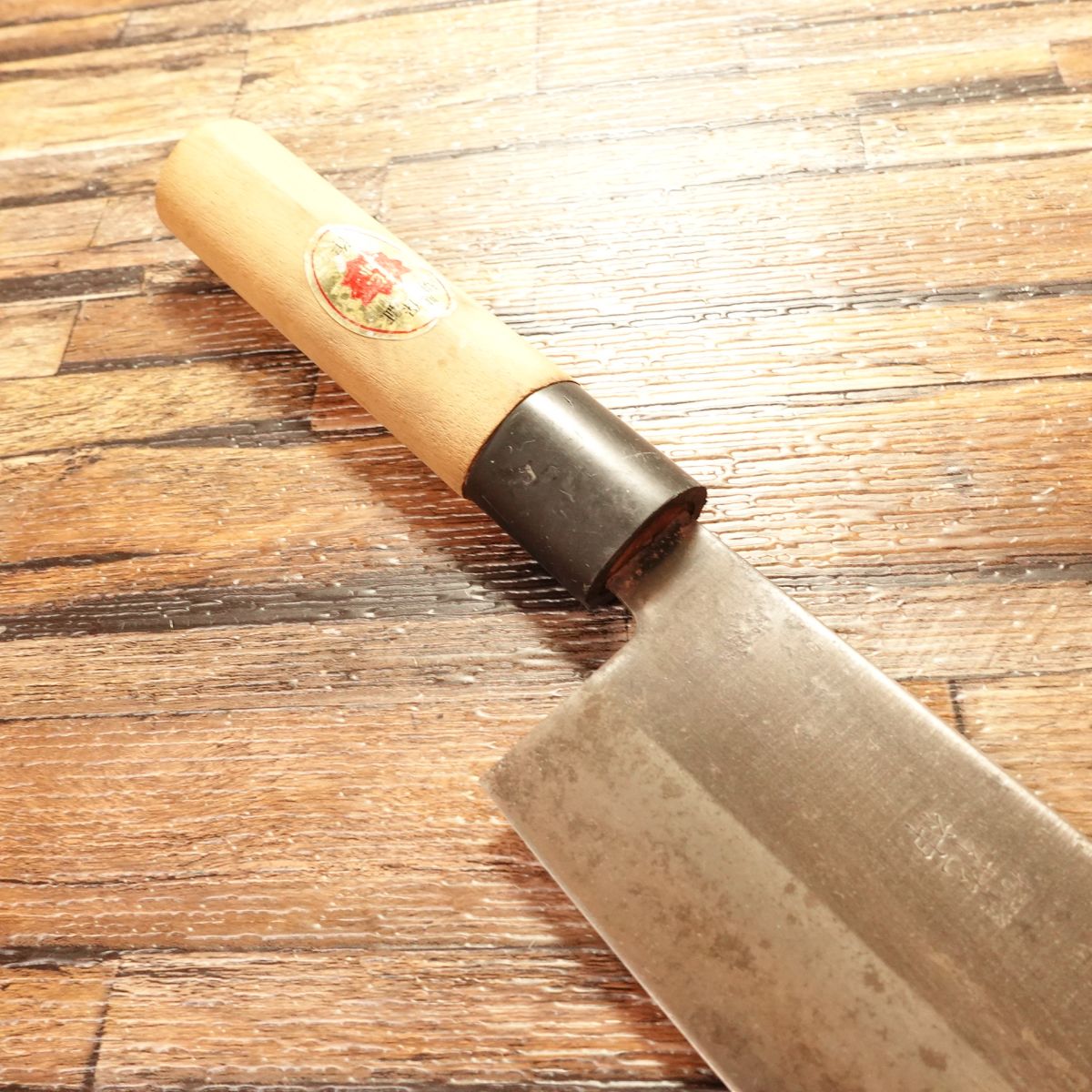 Hanagami Nakiri Knife, Sharpened, Black-Forged, Double Bevel, With Seal, 160mm