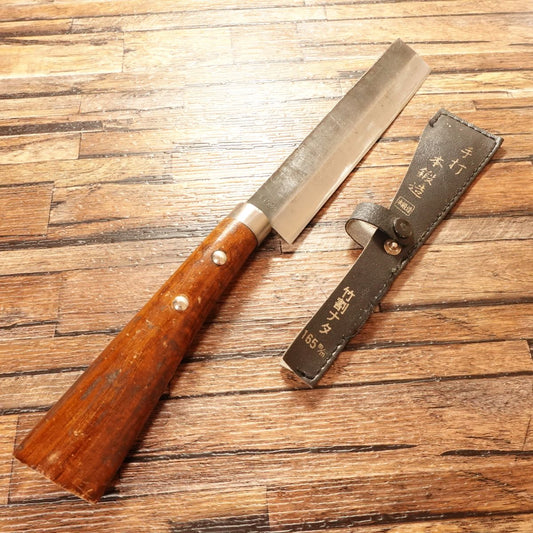 Chounsai Masamitsu Takewari Nata, Sharpened, Hatchet for Bamboo Splitting, With Protective Cover, Branch Cutting, Camping/Outdoor, 165mm