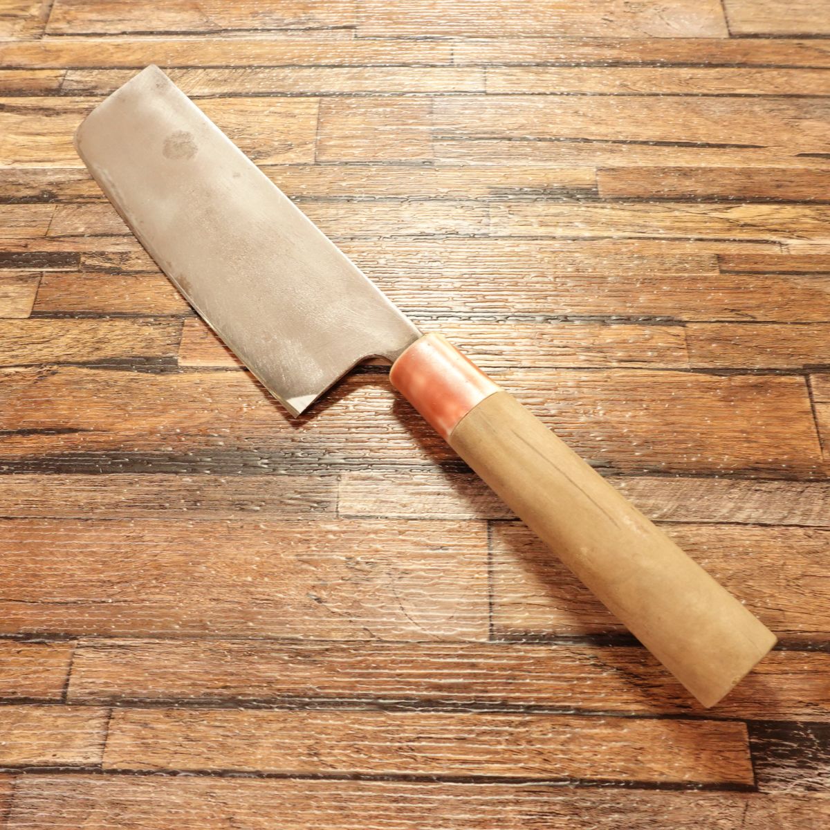 Kawashimaya Nakiri Knife, Sharpened, Kawashimaya Custom Order, Red Handle, 165mm