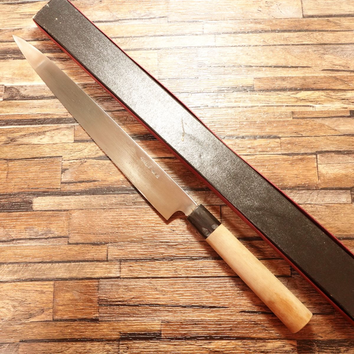 Ryogokuya Yanagiba Knife, Sharpened, Water Buffalo Handle, Sashimi Knife, Aogami No.2 Steel, Forged, Ryogokuya, Boxed, 300mm