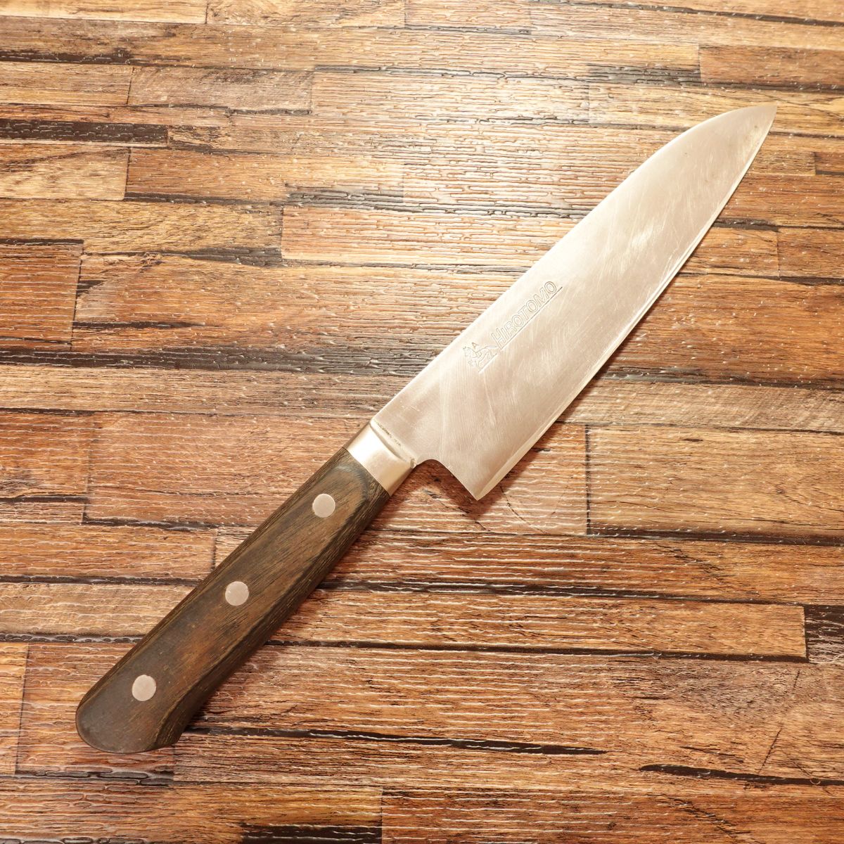 Hirotomo Gyuto Knife, Sharpened, Horse Logo, A Steel Warikomi, 180mm