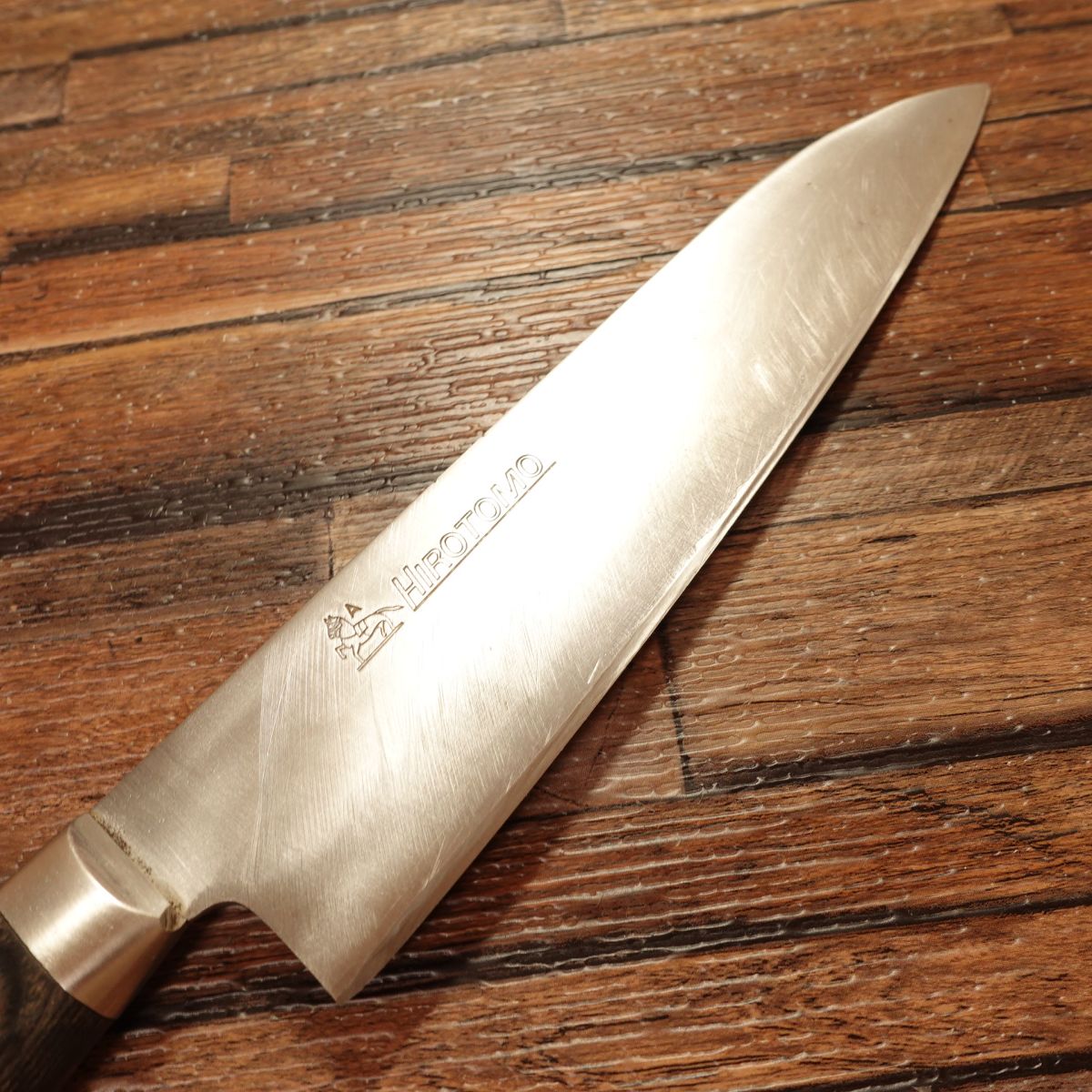 Hirotomo Gyuto Knife, Sharpened, Horse Logo, A Steel Warikomi, 180mm
