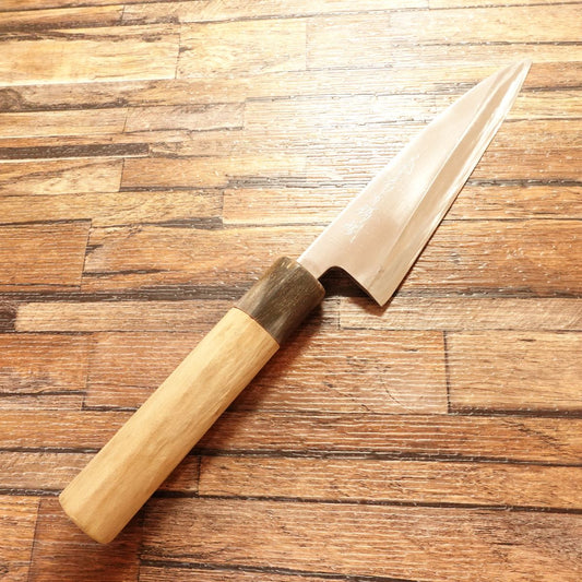 Kikuhide Deba Knife, Sharpened, Water Buffalo Handle, Kikuhide Stainless, Single Bevel, 160mm