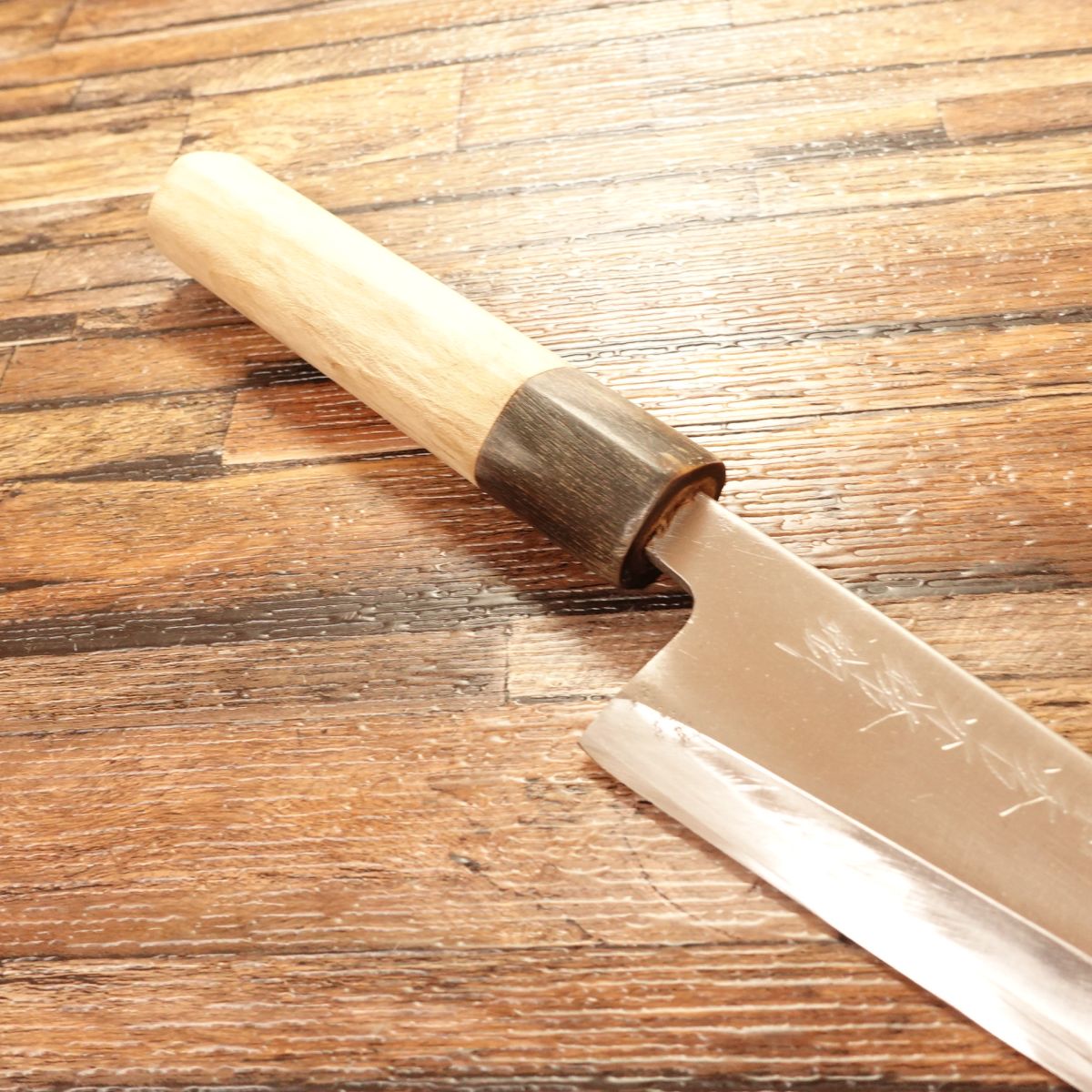 Kikuhide Deba Knife, Sharpened, Water Buffalo Handle, Kikuhide Stainless, Single Bevel, 160mm