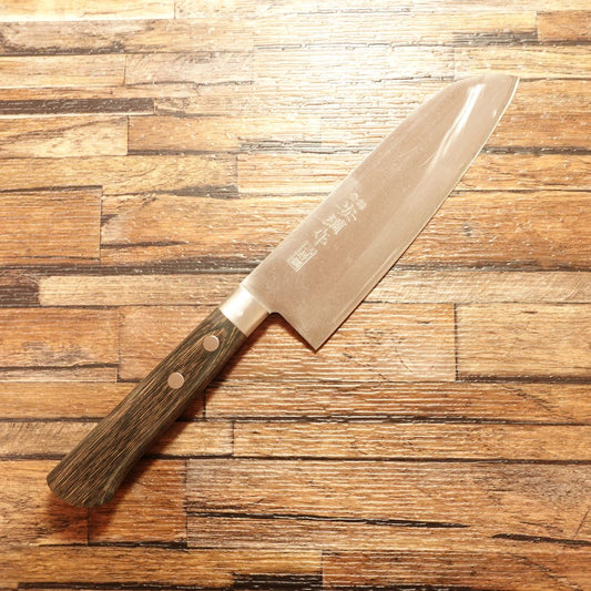 Yasutsuna Santoku Knife, Sharpened, Three-Layer Warikomi, Light Use, 165mm