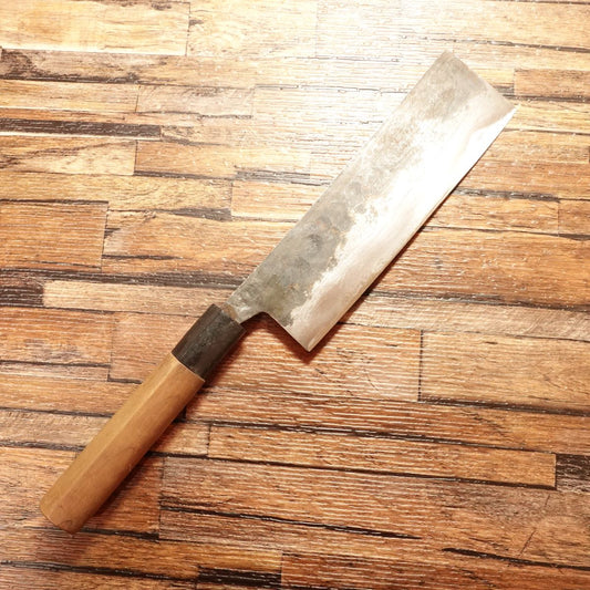 Black-Forged Nakiri Knife, Sharpened, Unbranded, Tosa, 170mm