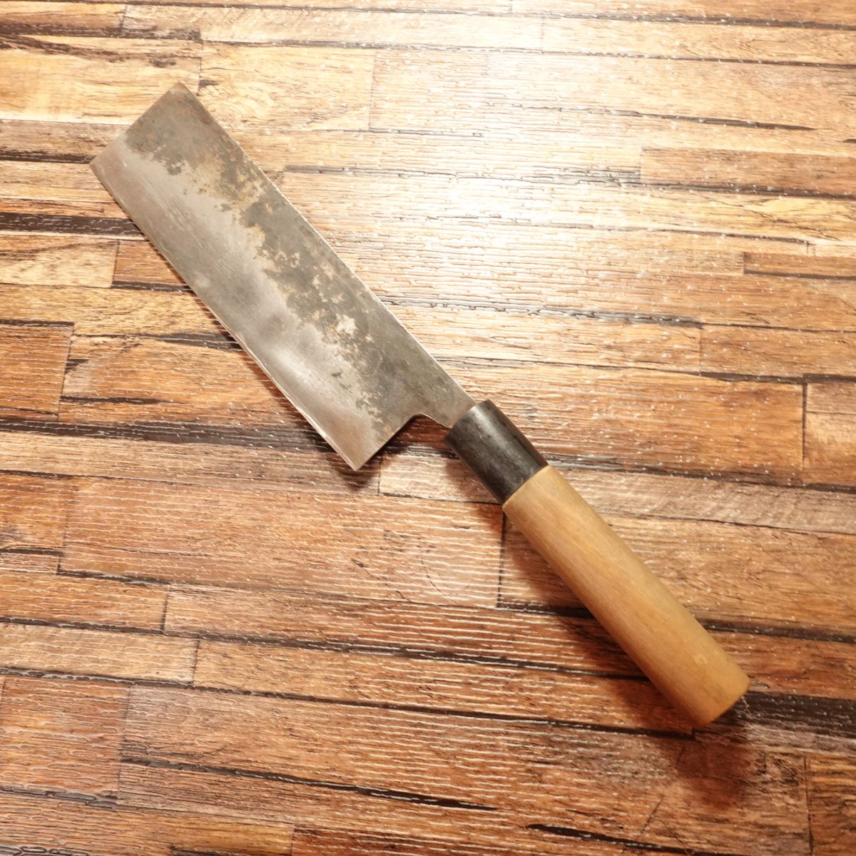 Black-Forged Nakiri Knife, Sharpened, Unbranded, Tosa, 170mm