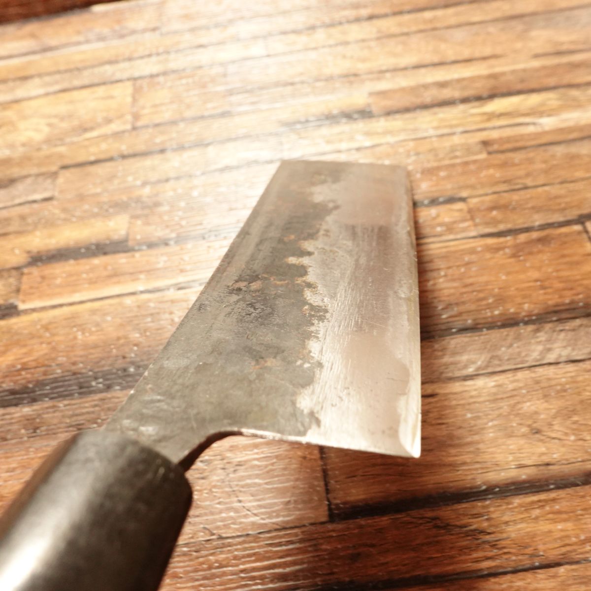 Black-Forged Nakiri Knife, Sharpened, Unbranded, Tosa, 170mm