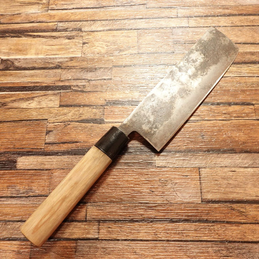 Tosa Yamamasa Nakiri Knife, Sharpened, Aogami Steel, Black-Forged, Special Forging, 170mm