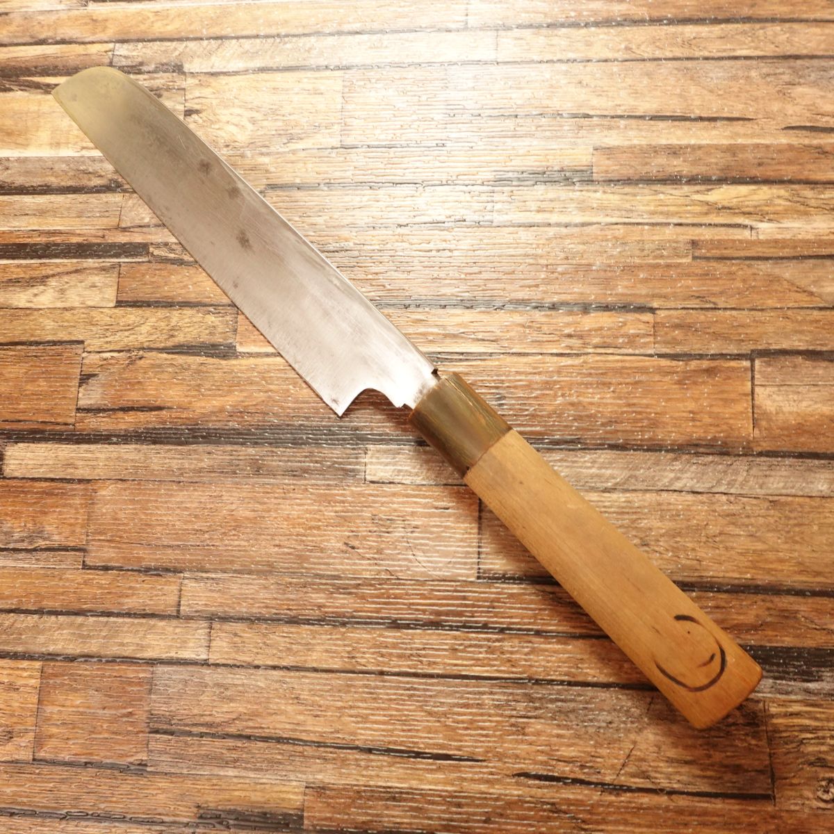 Izutsuki Kiya Kama-Usuba Knife, Sharpened, Buffalo Horn Handle, Single Bevel, Carefully Used, 225mm