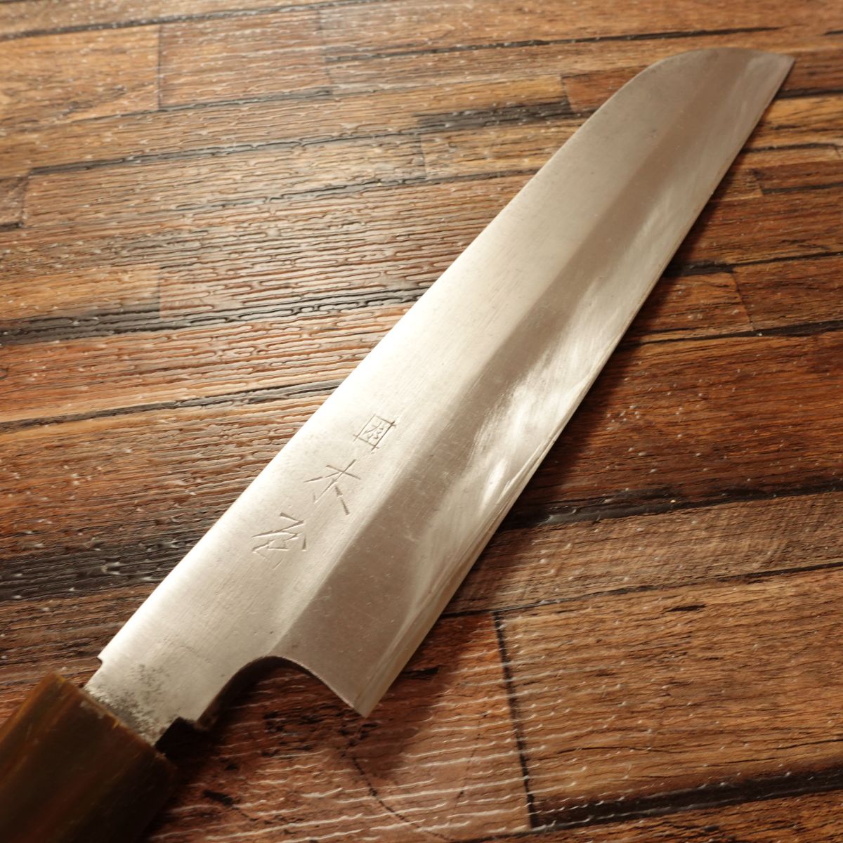 Izutsuki Kiya Kama-Usuba Knife, Sharpened, Buffalo Horn Handle, Single Bevel, Carefully Used, 225mm