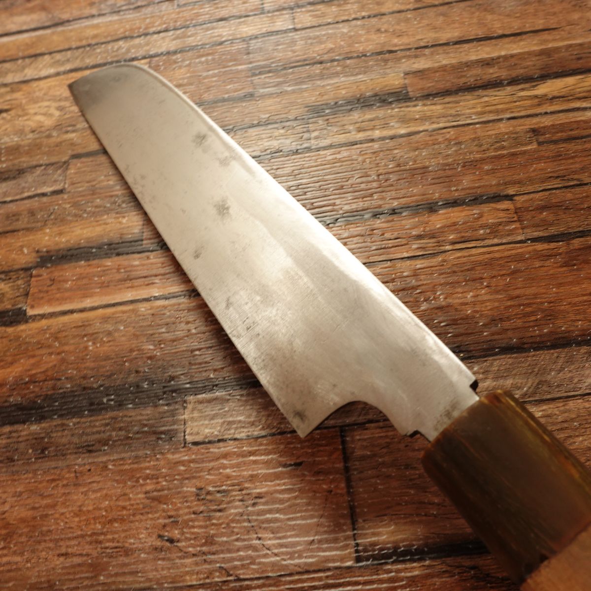 Izutsuki Kiya Kama-Usuba Knife, Sharpened, Buffalo Horn Handle, Single Bevel, Carefully Used, 225mm