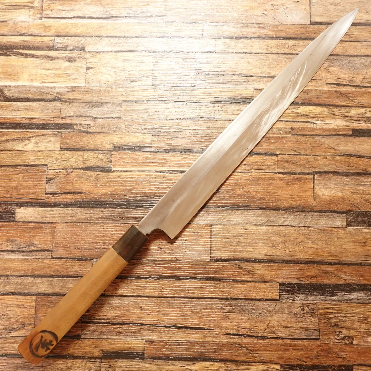 Houshou Yanagiba Knife, Sharpened, Buffalo Horn Handle, Sashimi Knife, Custom Made, Carefully Used, 335mm