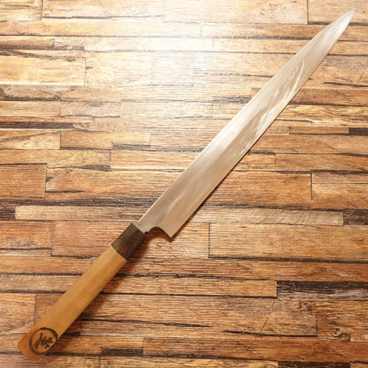 Houshou Yanagiba Knife, Sharpened, Buffalo Horn Handle, Sashimi Knife, Custom Made, Carefully Used, 335mm