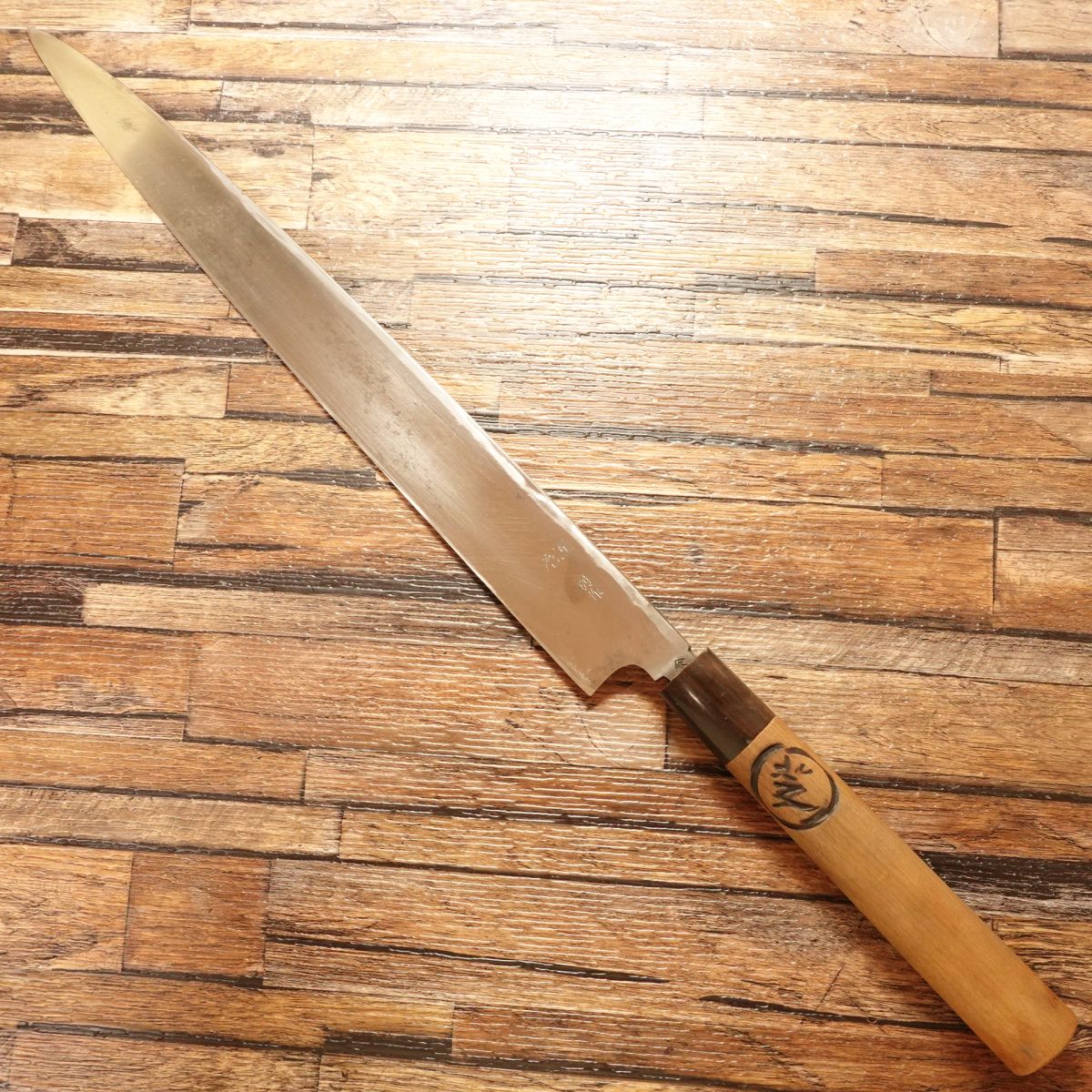 Houshou Yanagiba Knife, Sharpened, Buffalo Horn Handle, Sashimi Knife, Custom Made, Carefully Used, 335mm