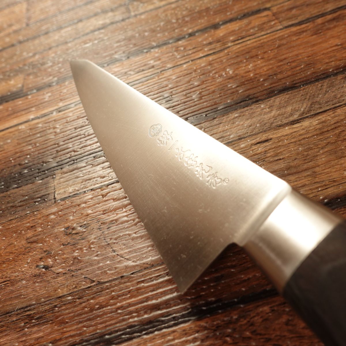 Sakai Ichimonji Mitsuhide Honesuki Knife, Sharpened, Special Steel, Semi-Stainless, Rust-Resistant, Garasuki, Nearly Unused, 145mm