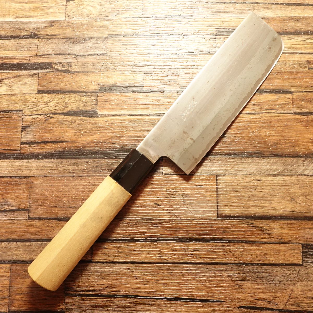 Kagemitsu Nakiri Knife, Sharpened, Hagane, Double-Bevel, 150 mm
