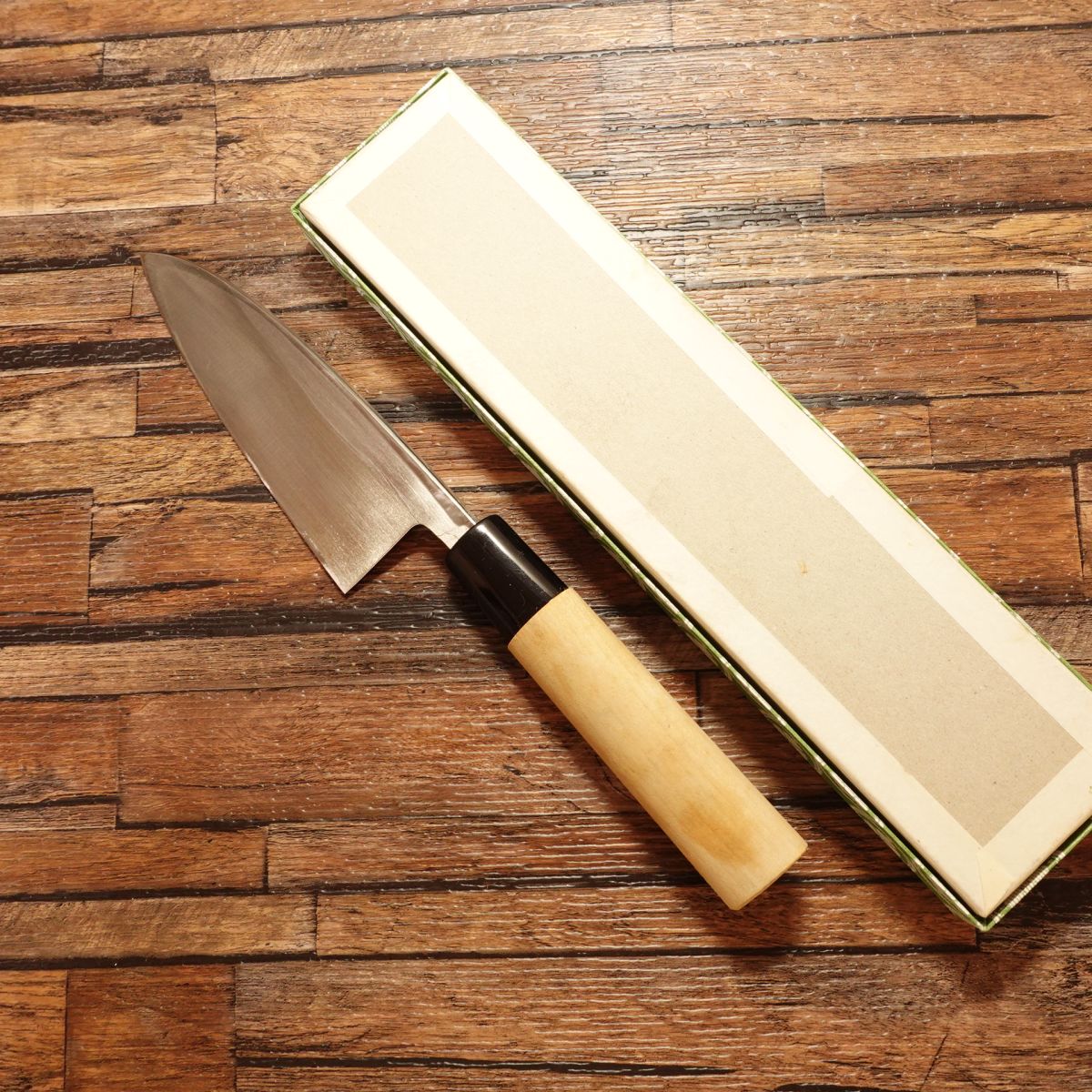 Yoshikanehisa Aji-Kiri Knife, Sharpened, Small Deba, Unused, Boxed, 120mm