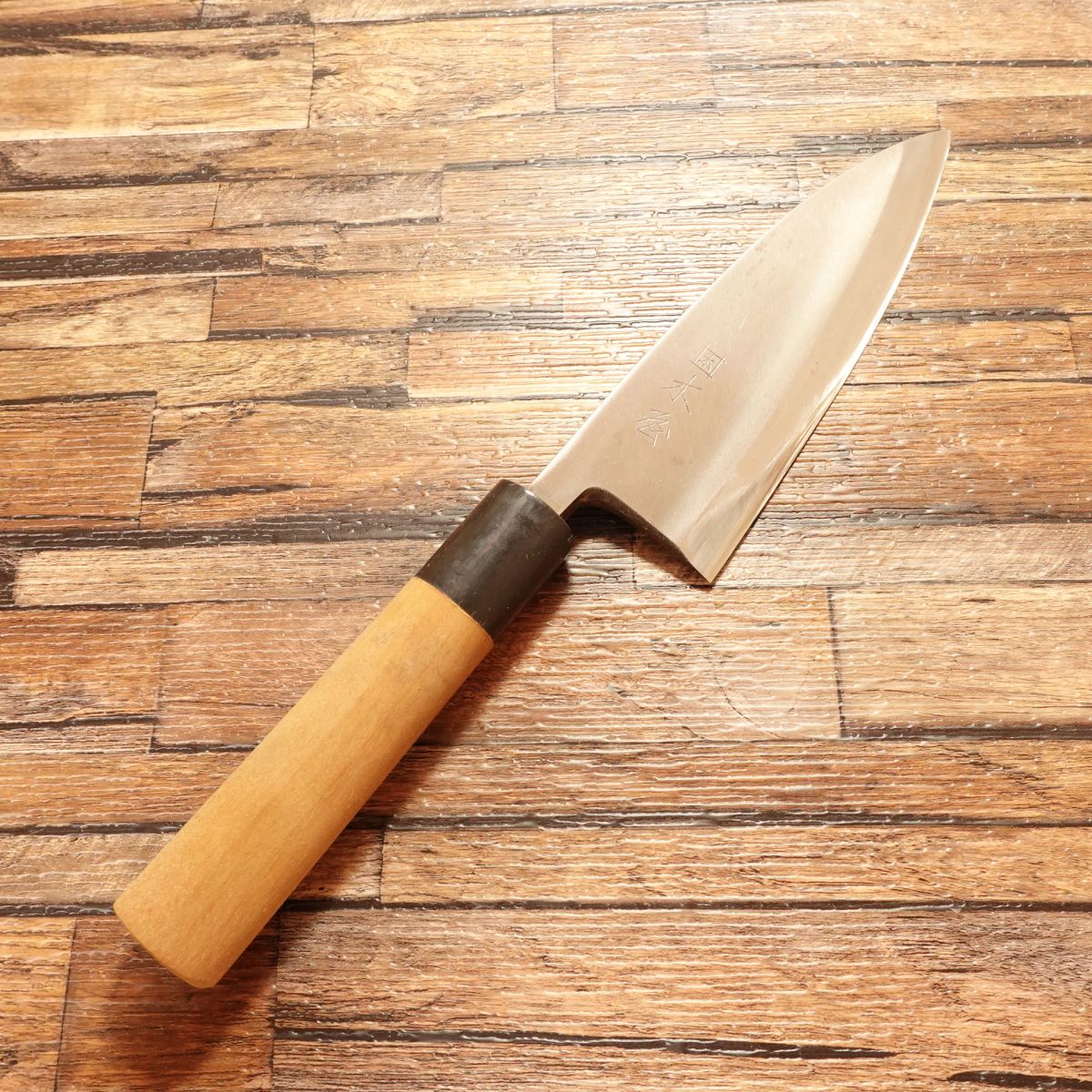 Izutsuki Kiya Deba Knife, Sharpened, Water Buffalo Handle, Hagane, Near Unused, 150mm