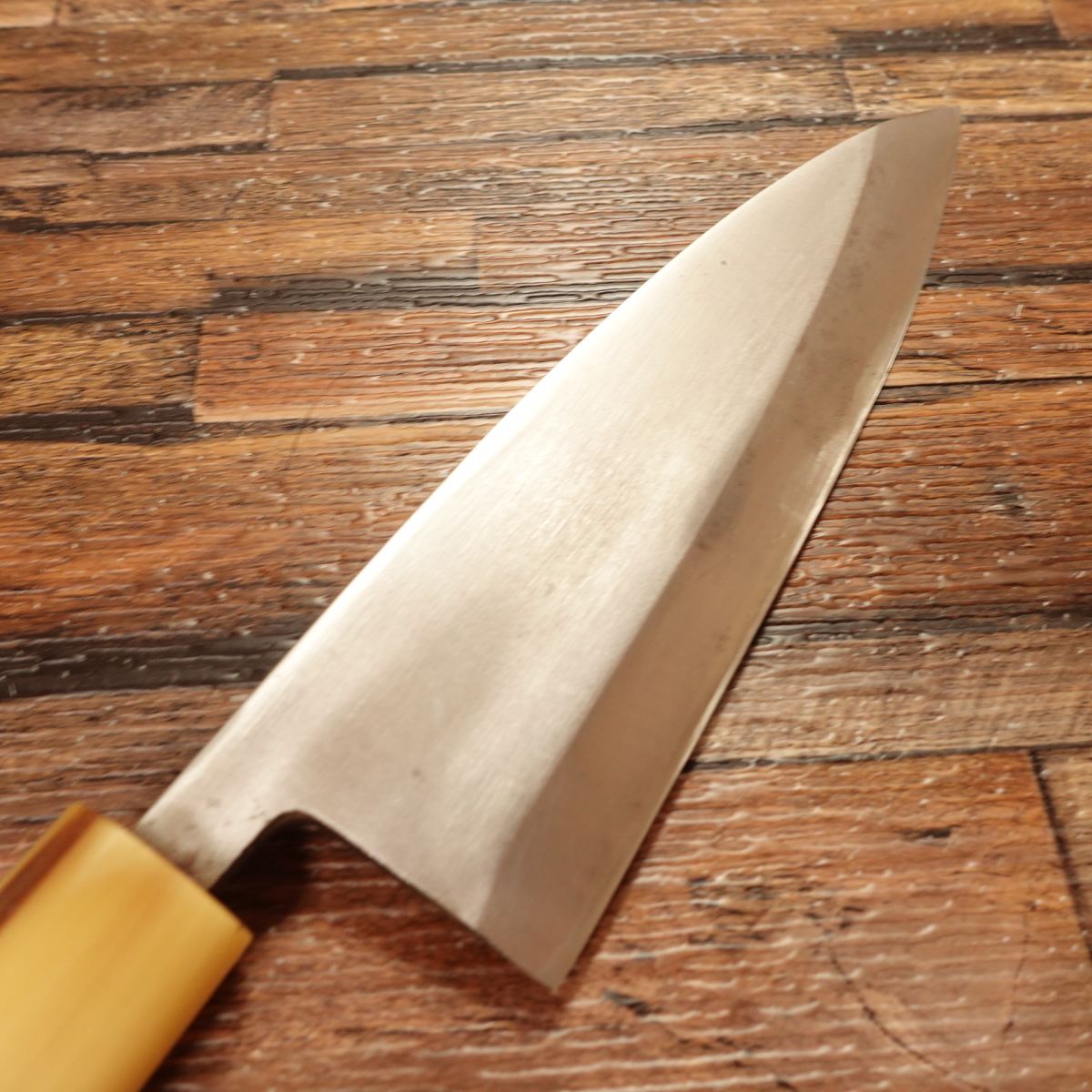 Sugimoto Ai-Deba Knife, Sharpened, White Water Buffalo Handle, Slim Body Trimmer, 155mm