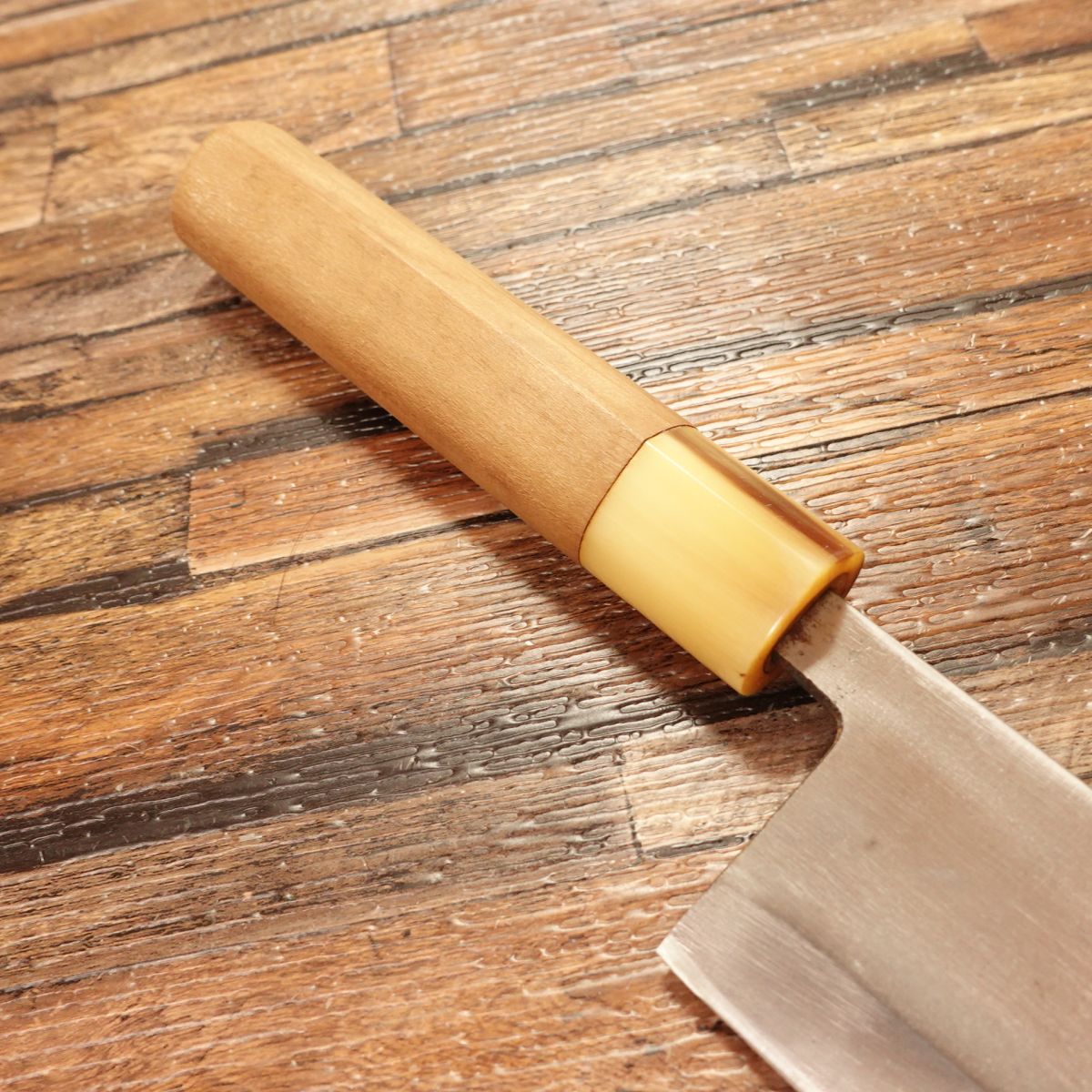 Sugimoto Ai-Deba Knife, Sharpened, White Water Buffalo Handle, Slim Body Trimmer, 155mm