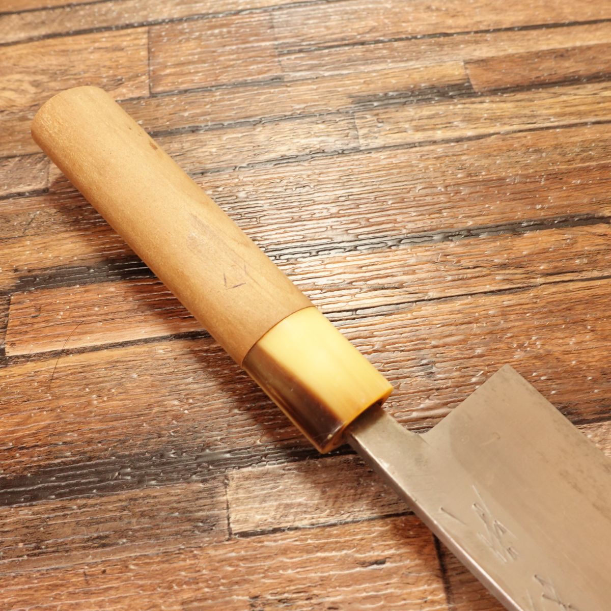 Sugimoto Ai-Deba Knife, Sharpened, White Water Buffalo Handle, Slim Body Trimmer, 155mm