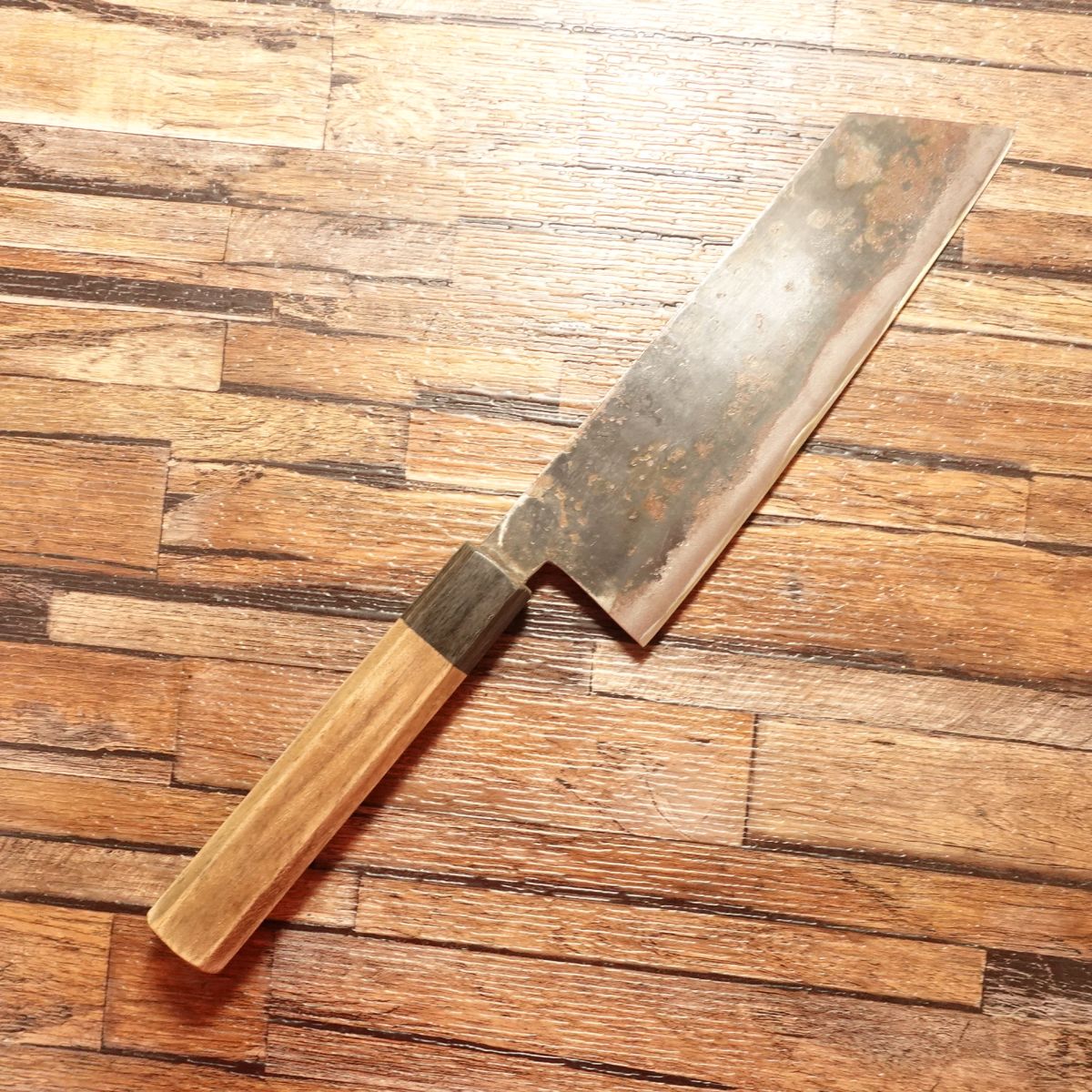 Niimi Shosui Santoku Knife, Sharpened, Black-Forged, Bunka Style, All-Purpose, Takeda Hamono, Bitchu, 175mm
