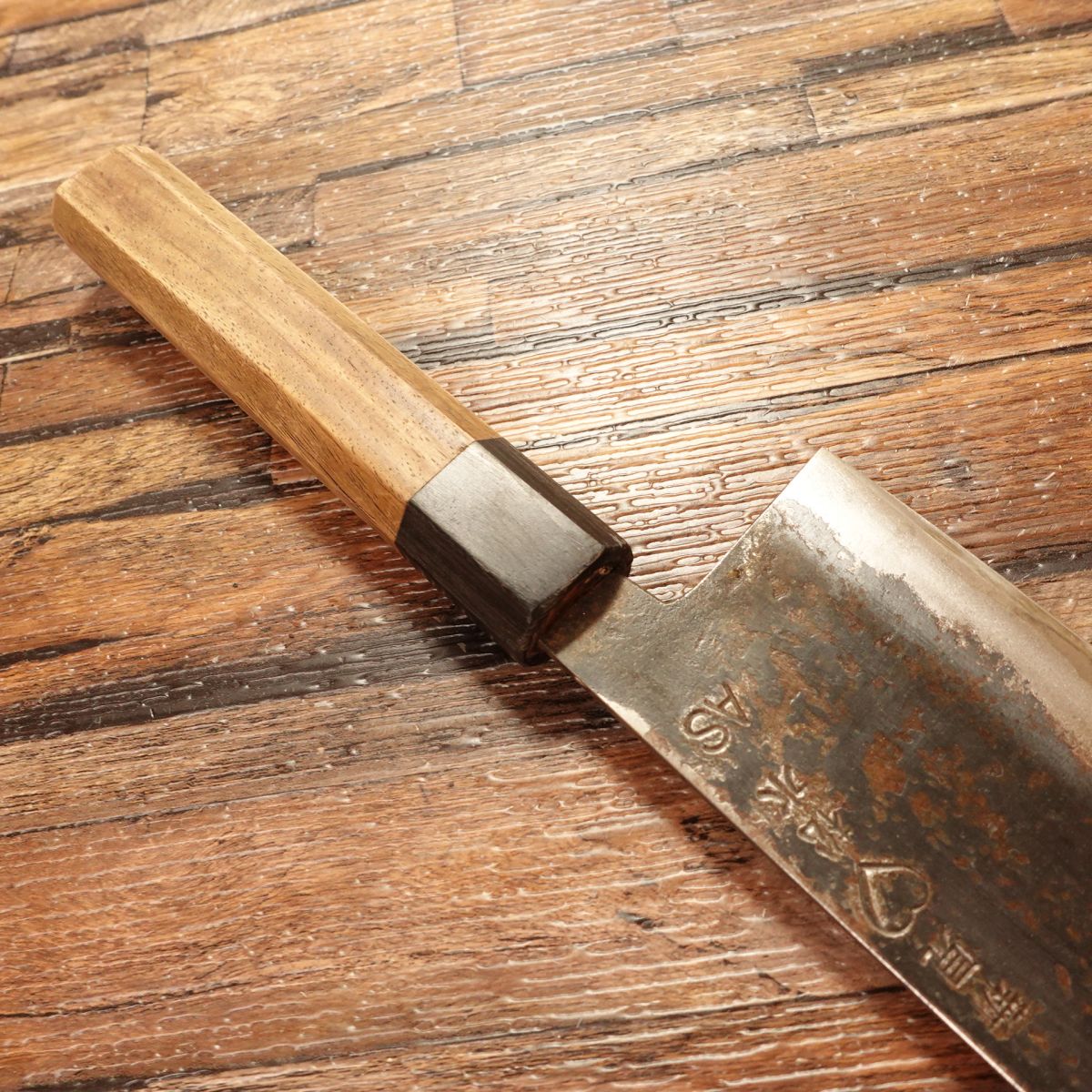Niimi Shosui Santoku Knife, Sharpened, Black-Forged, Bunka Style, All-Purpose, Takeda Hamono, Bitchu, 175mm