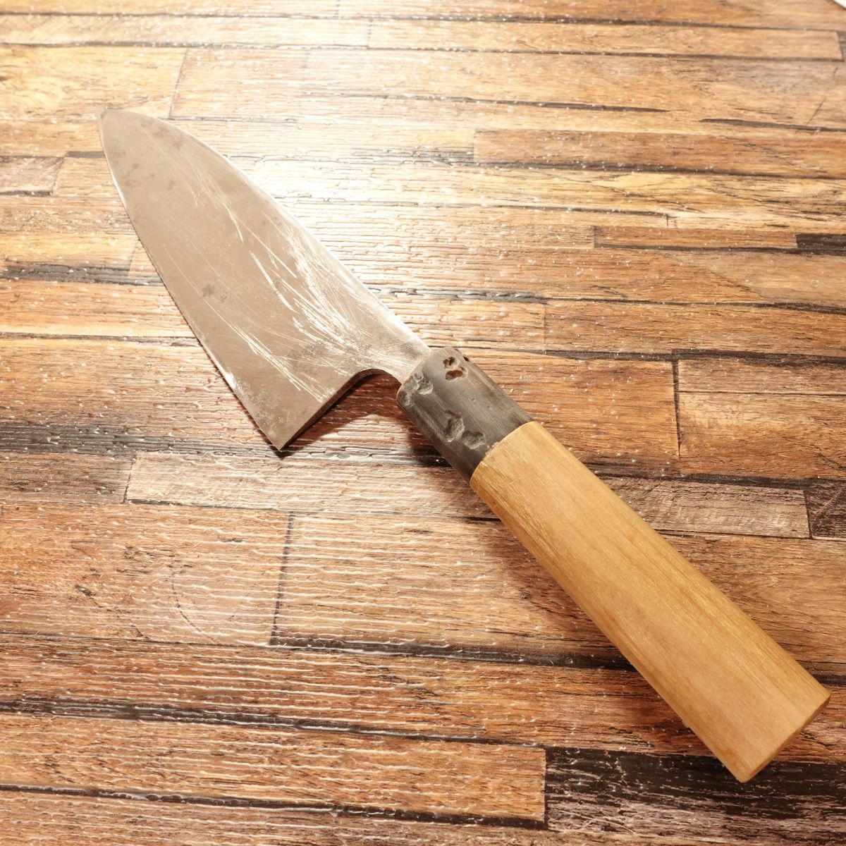 Minamoto Masatsugu Deba Knife, Sharpened, Buffalo Horn Handle, Hagane Steel, Single Bevel, 155mm