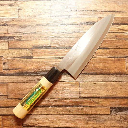 Miyakotsuru Santoku Knife, Sharpened, Hagane Steel, All-Purpose Knife, Double-Bevel, With Seal, Nearly Unused, 170mm