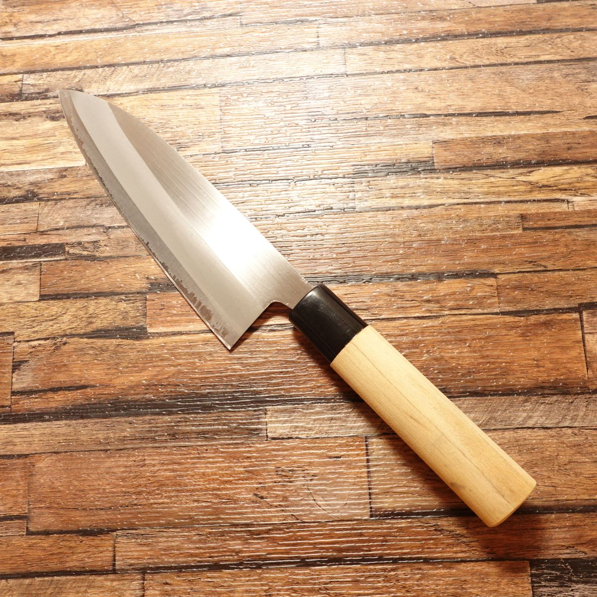 Miyakotsuru Santoku Knife, Sharpened, Hagane Steel, All-Purpose Knife, Double-Bevel, With Seal, Nearly Unused, 170mm