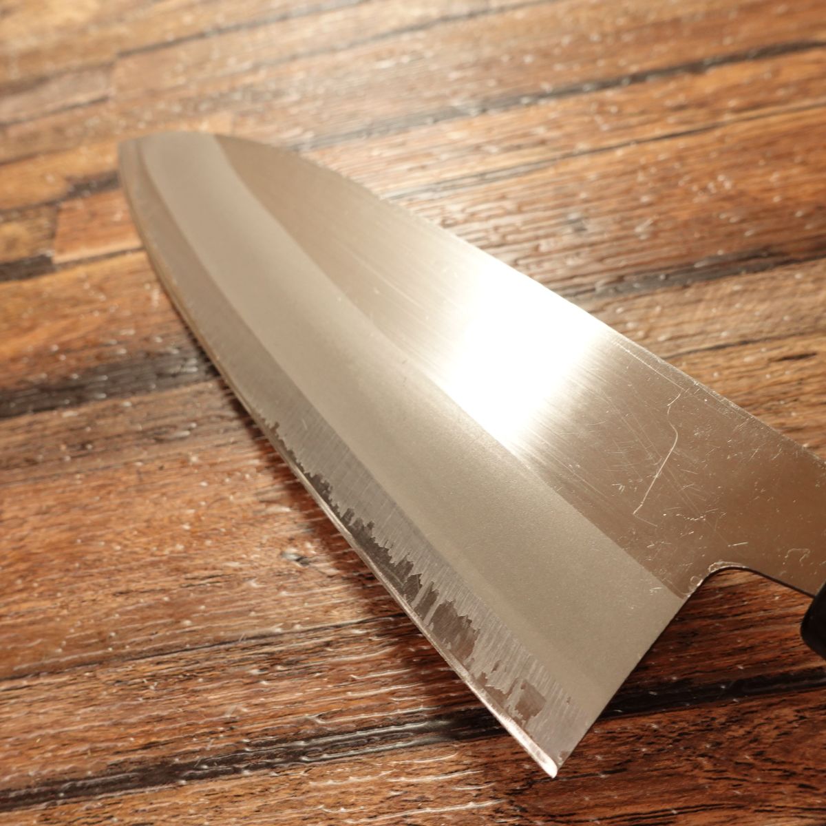 Miyakotsuru Santoku Knife, Sharpened, Hagane Steel, All-Purpose Knife, Double-Bevel, With Seal, Nearly Unused, 170mm