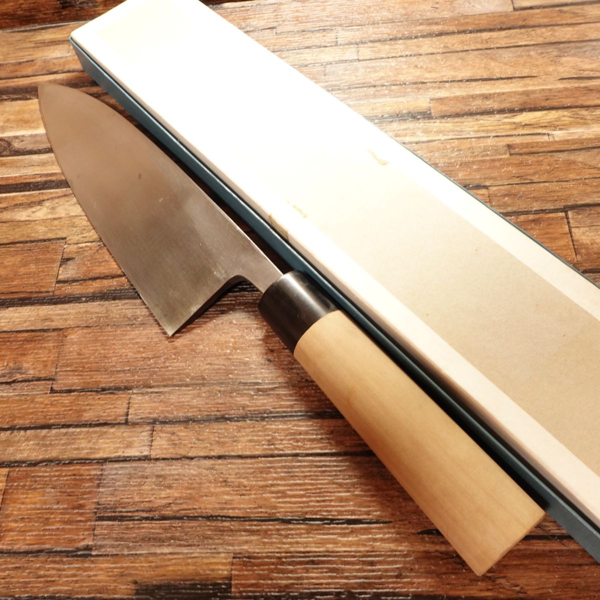 Masamoto Sohonten Large Deba Knife, Sharpened, Water Buffalo Handle, Nearly Unused Stored Item, Boxed, 230mm