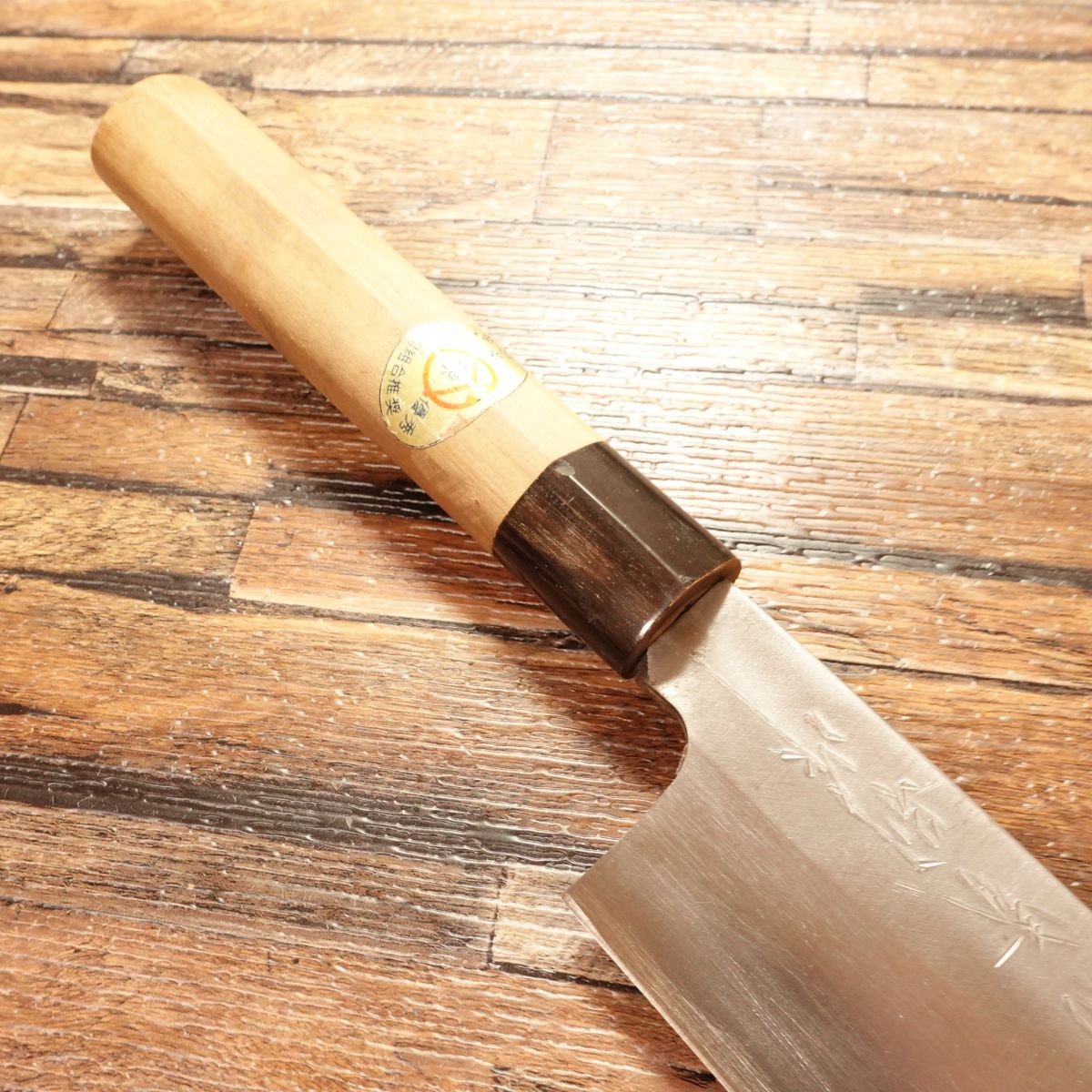 Kikutomoharu Usuba Knife, Sharpened, Large Size, Buffalo Horn Handle, With Sticker, Minimal Use, 240mm