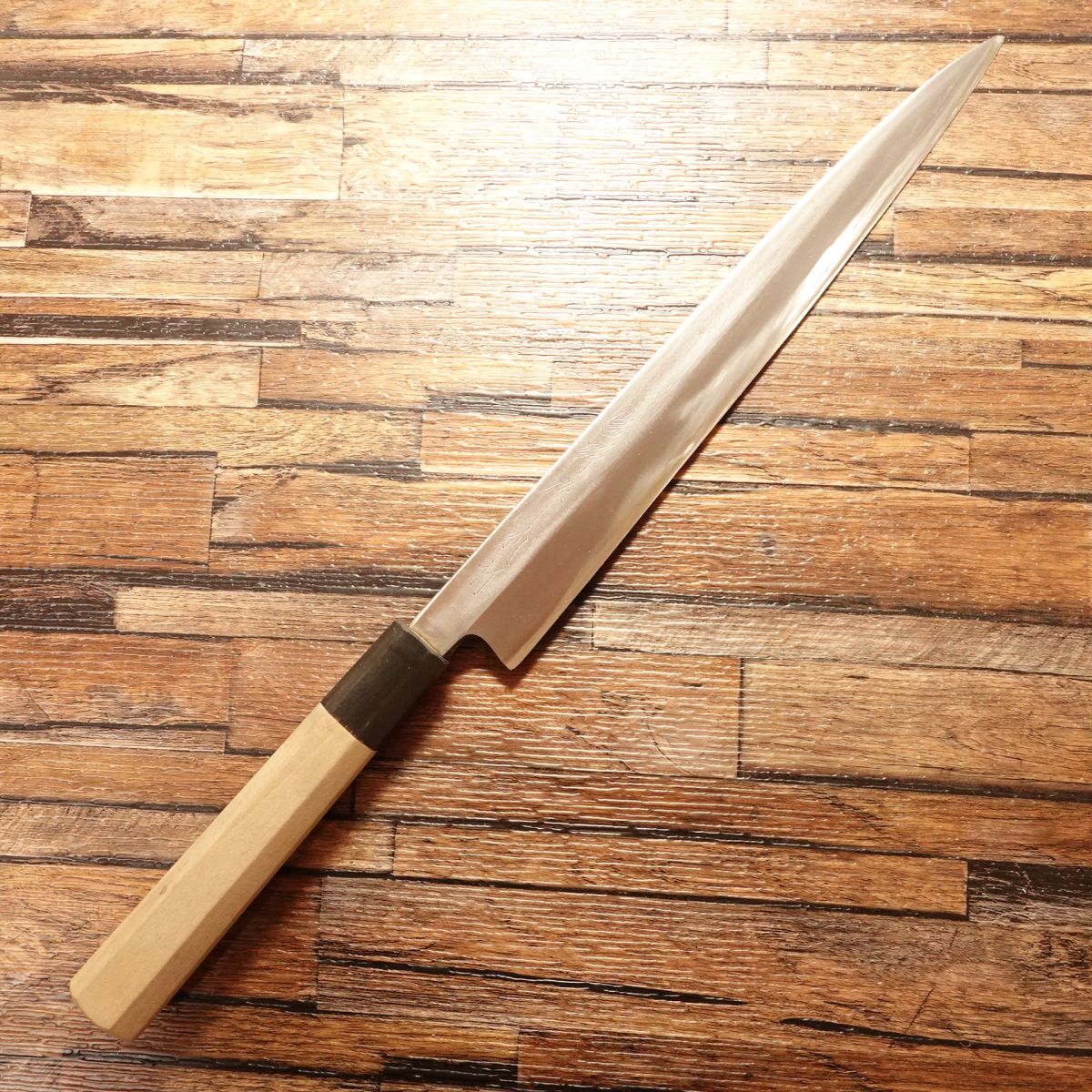 Miyano Yanagiba Knife, Sharpened, Yasuki Blue Steel, Octagonal Buffalo Horn Handle, Minimal Use, 265mm