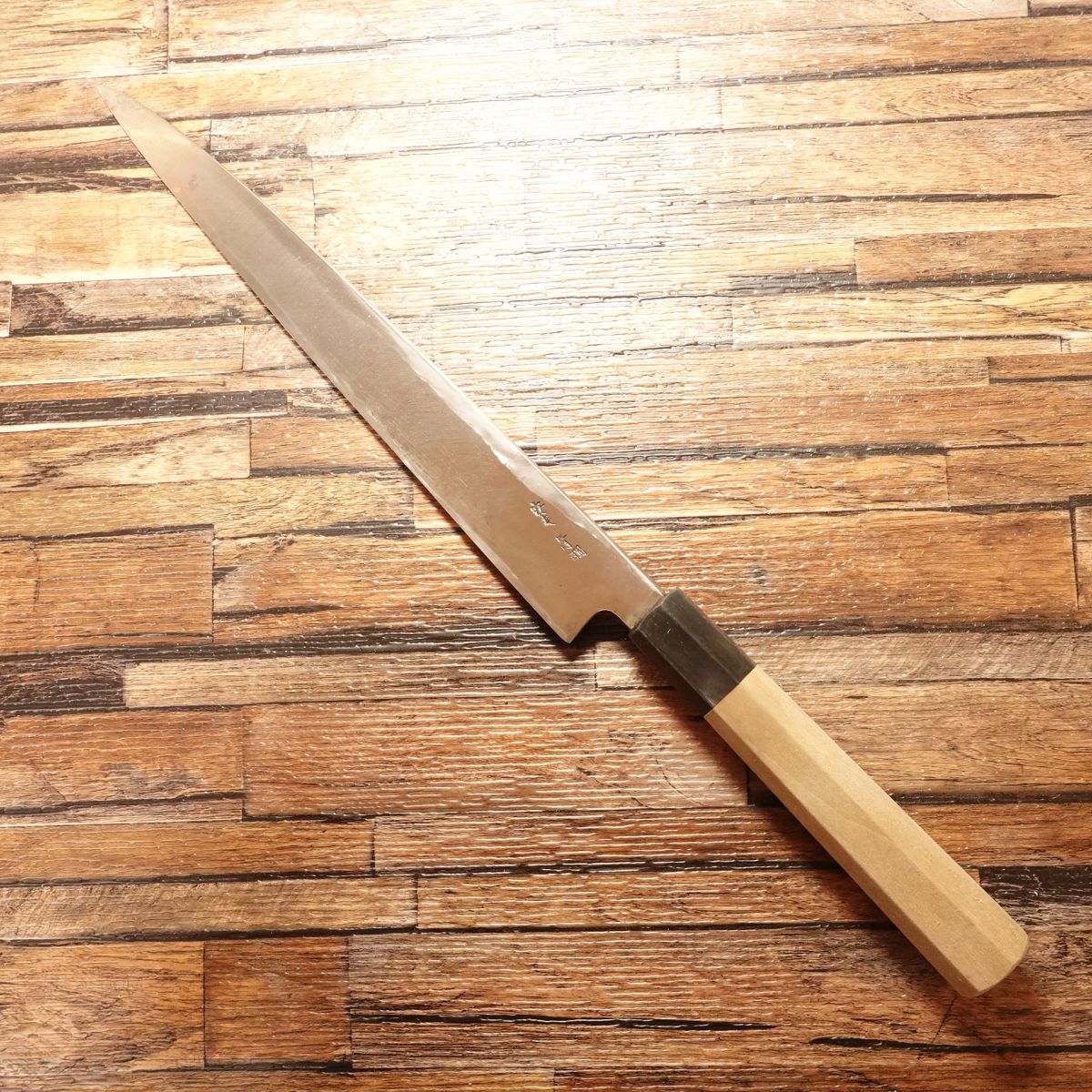 Miyano Yanagiba Knife, Sharpened, Yasuki Blue Steel, Octagonal Buffalo Horn Handle, Minimal Use, 265mm