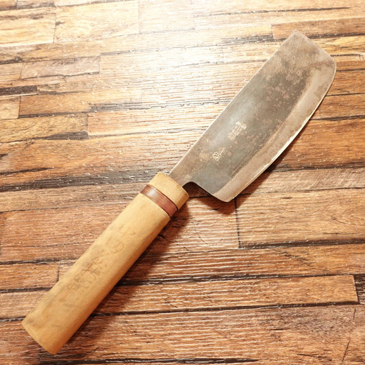 Nakataya Nakiri Knife, Sharpened, Kurouchi Finish, Hand-Forged, 145mm